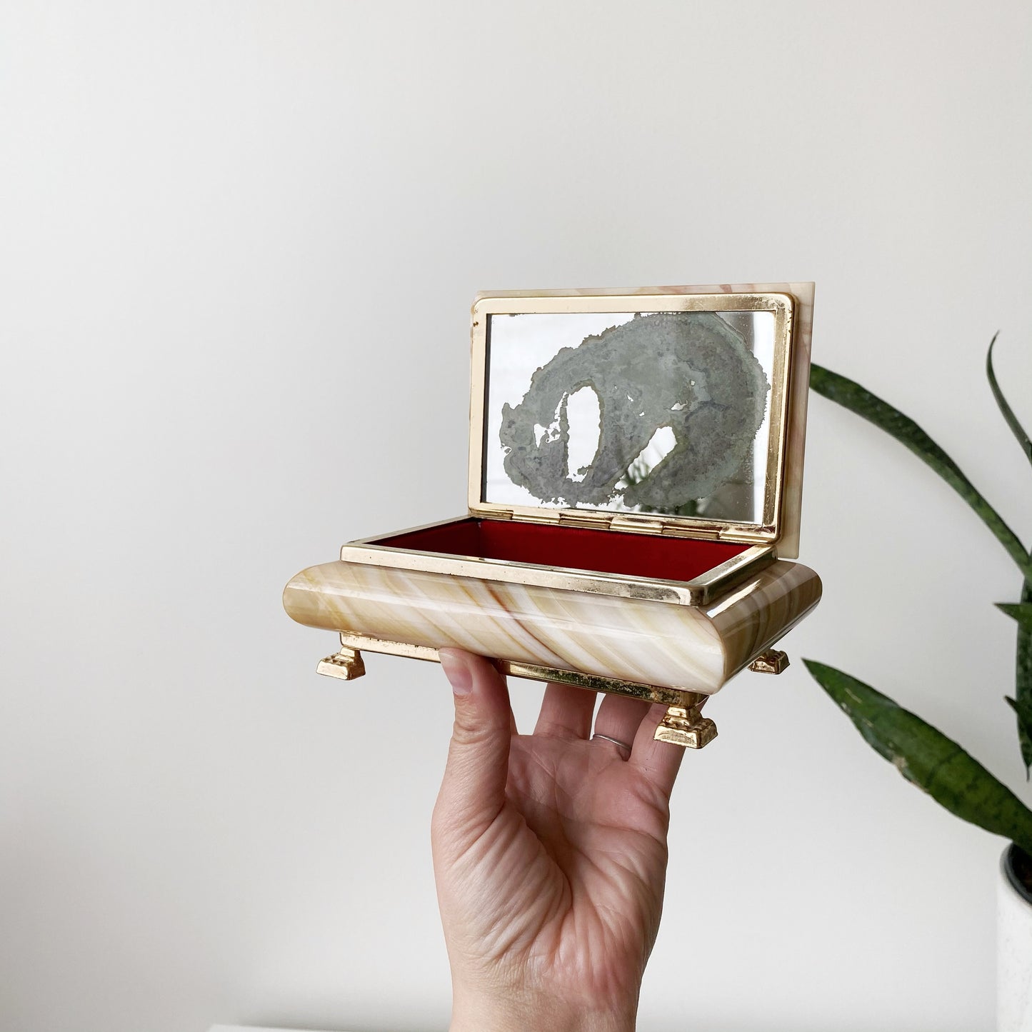Vintage Onyx Marble Jewelry Box