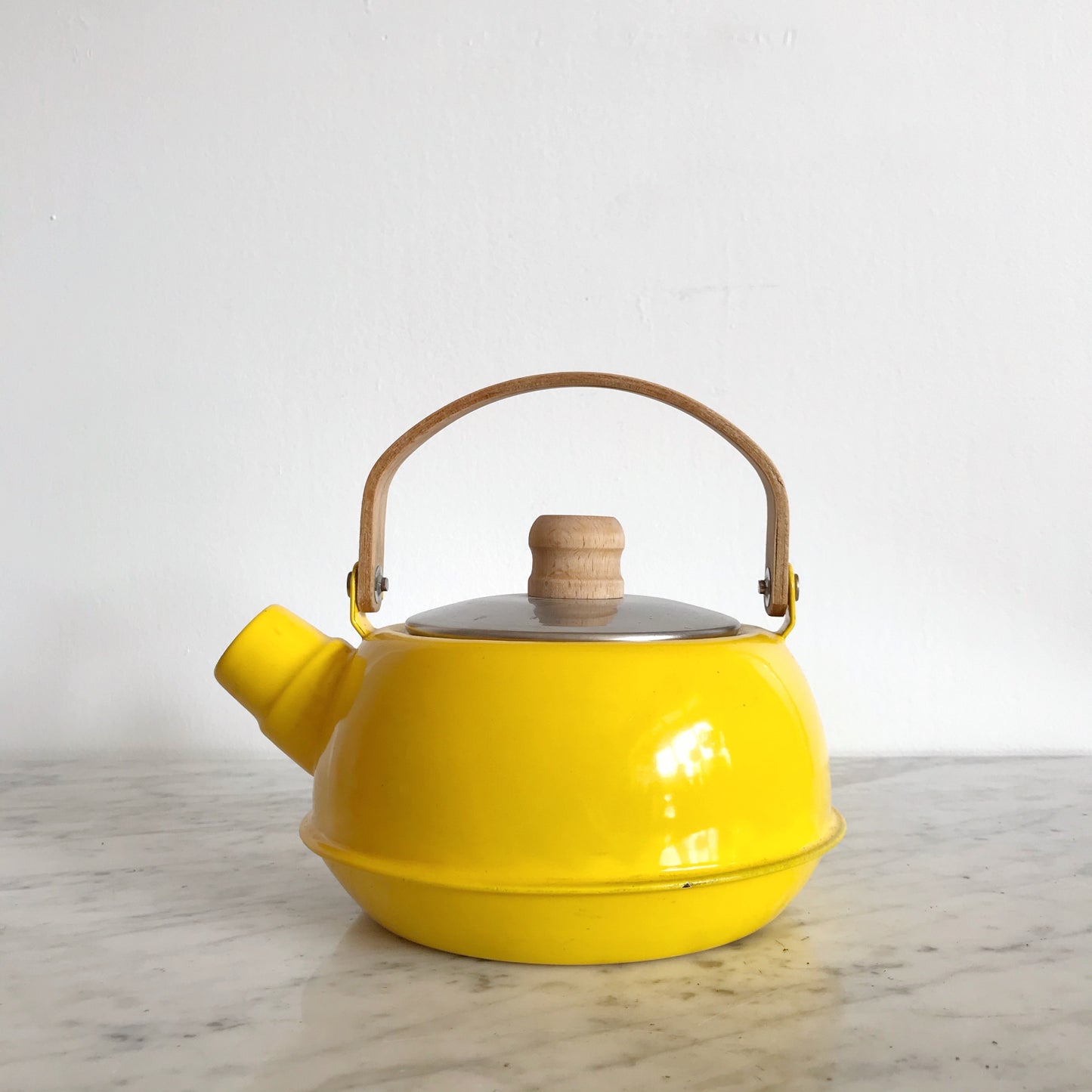 Vintage Yellow Enamel Kettle
