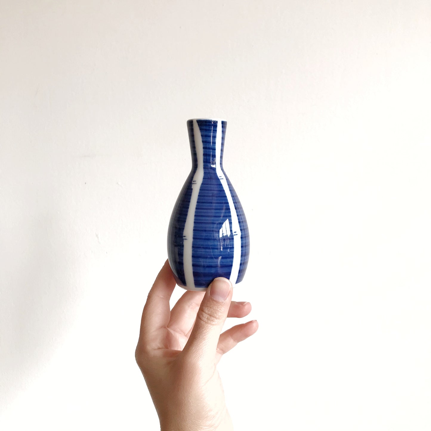Blue + White Striped Bud Vase, Japan