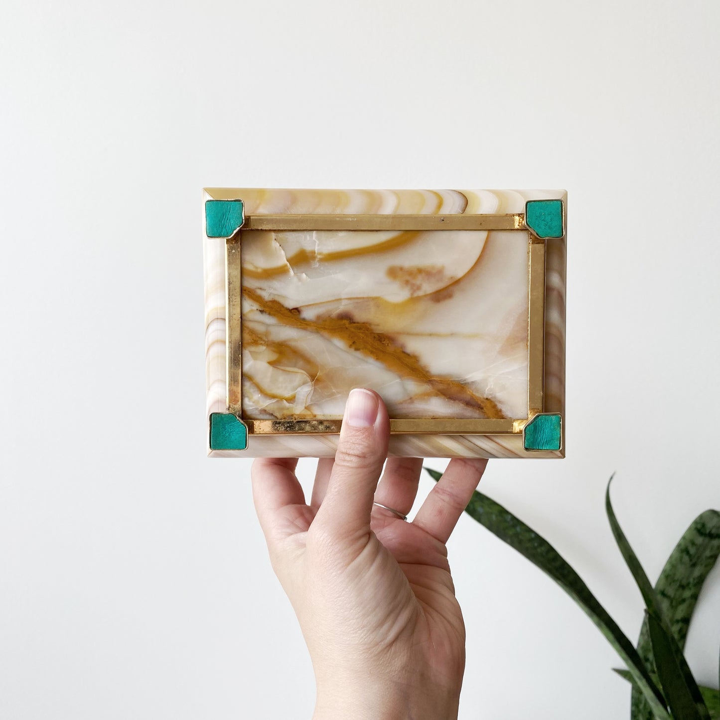 Vintage Onyx Marble Jewelry Box