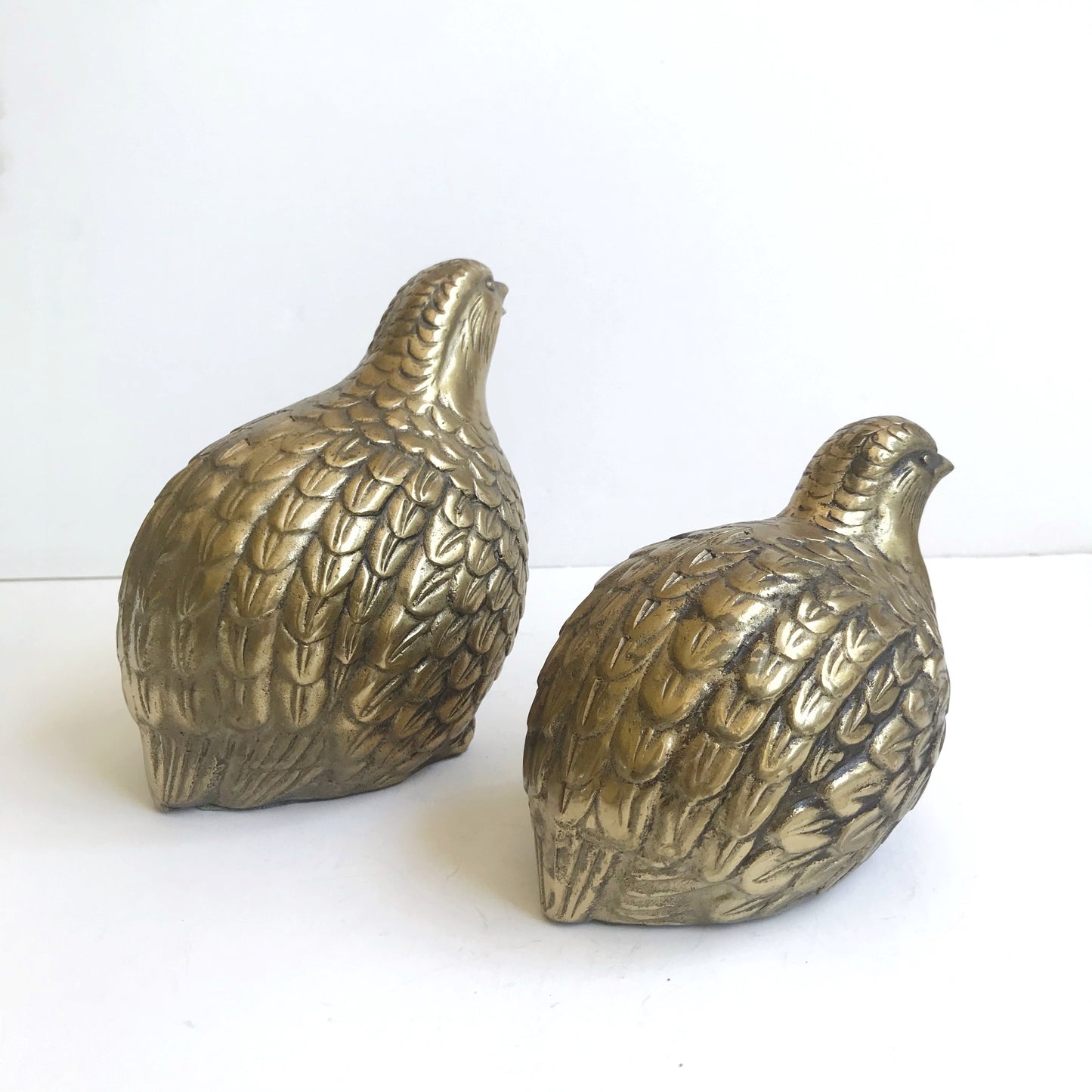 Pair of Beautiful Vintage Brass Quail