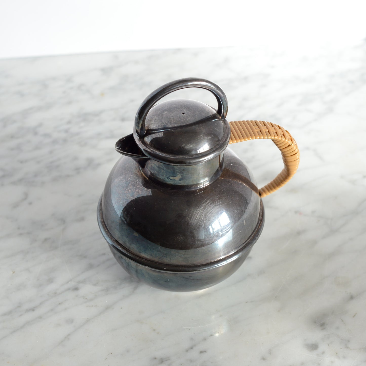 Vintage Silver Teapot with Wrapped Handle