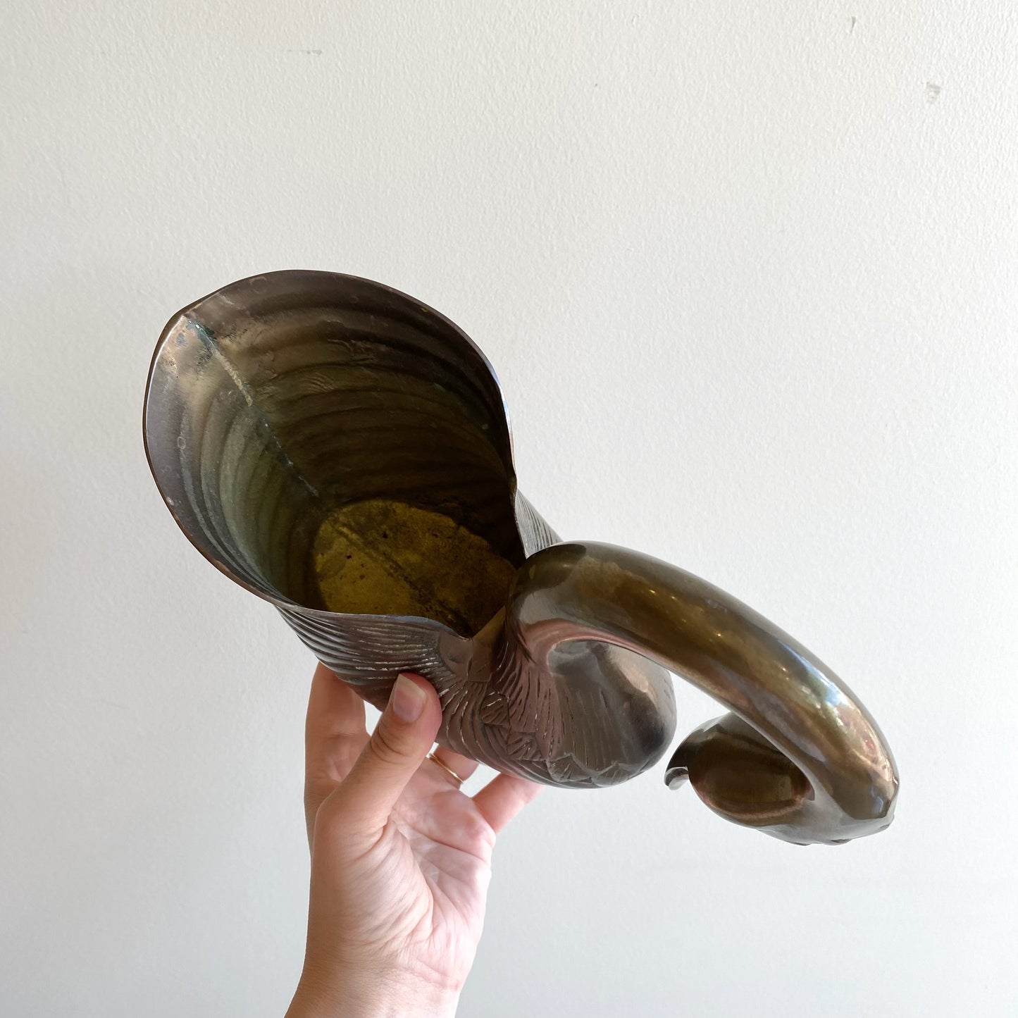 Large Vintage Brass Swan Planter