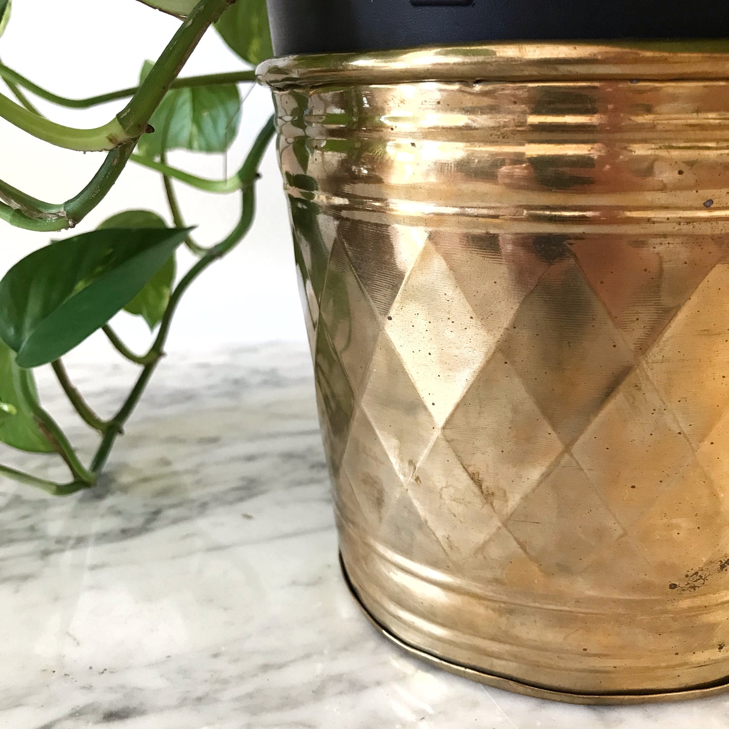 Vintage Brass Planter, Diamond