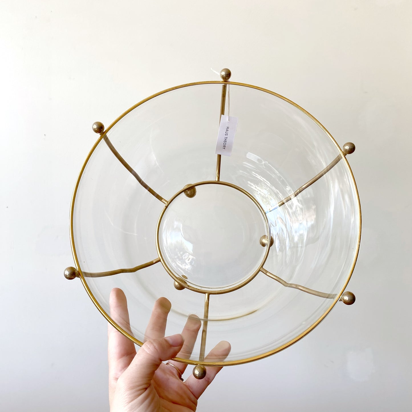 Vintage Glass Bowl With Brass Footed Holder