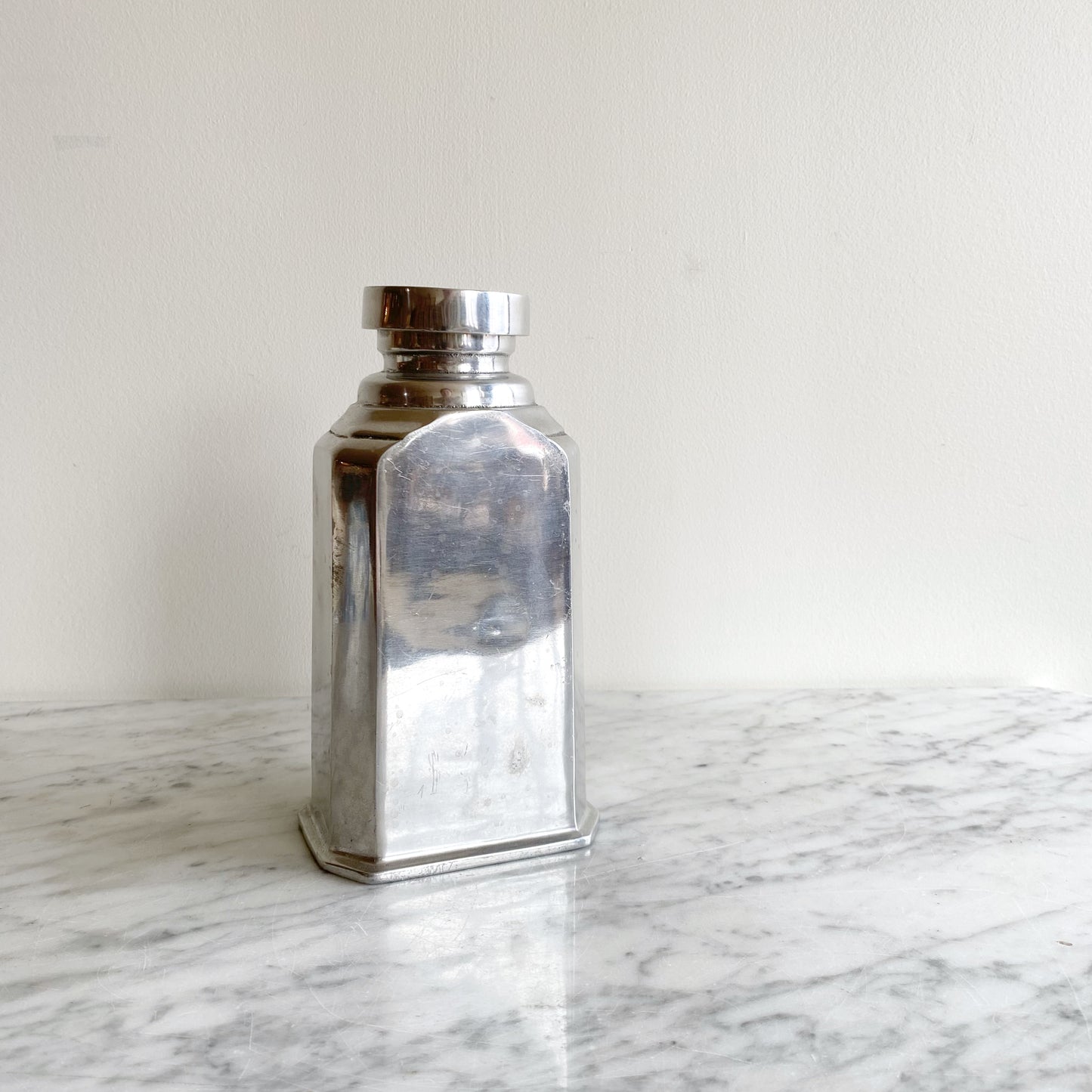 Found Silver Metal Bottle, 8”
