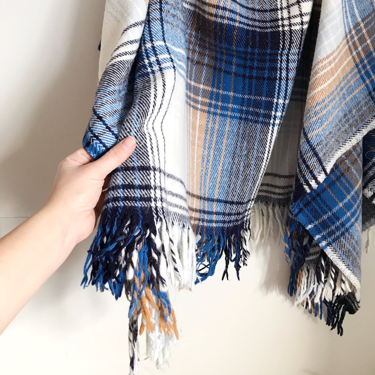 Vintage Blue Plaid Throw Blanket