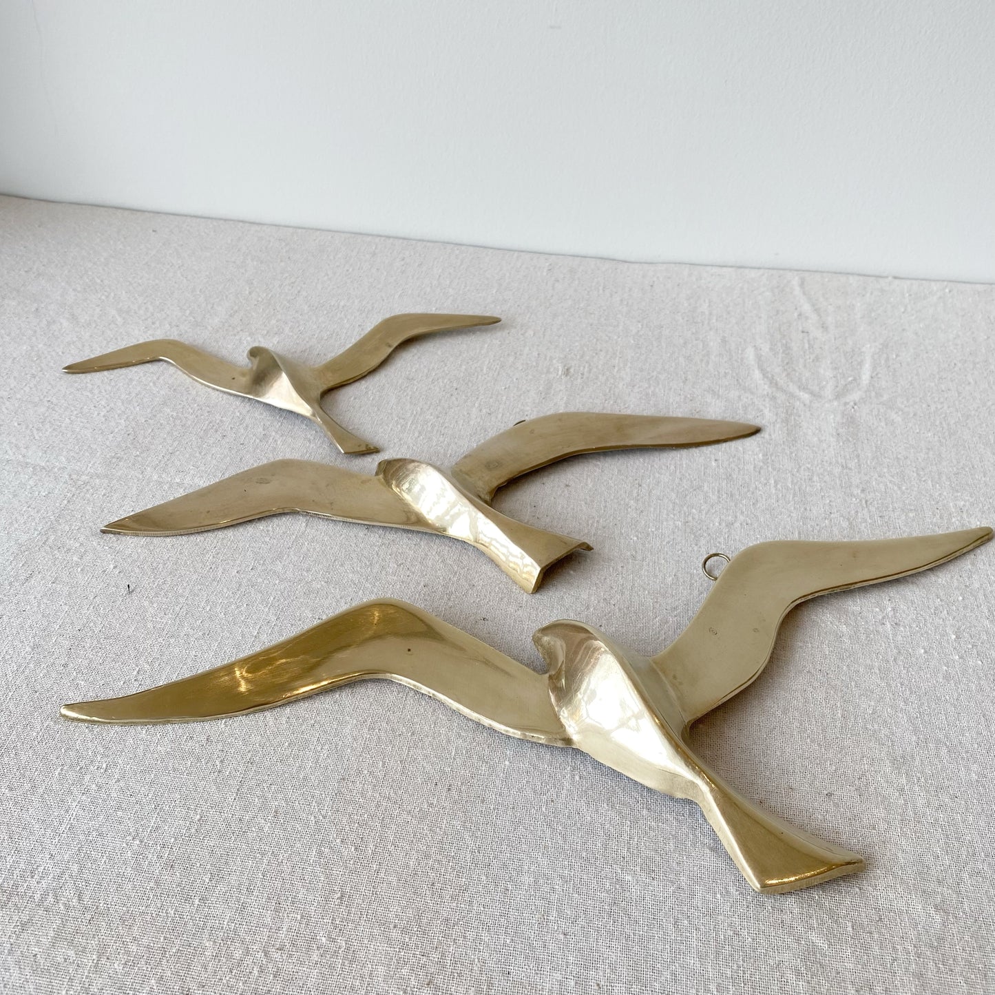 Trio of Brass Seagull Wall Hangings