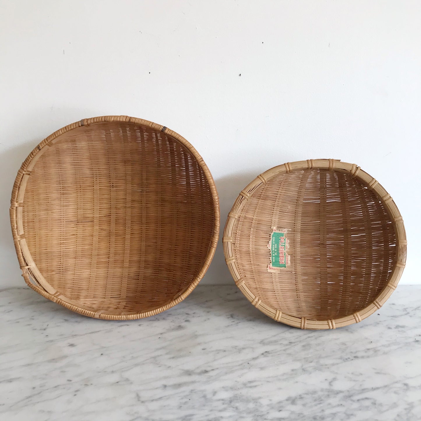 Pair of Vintage Wicker Basket Bowls