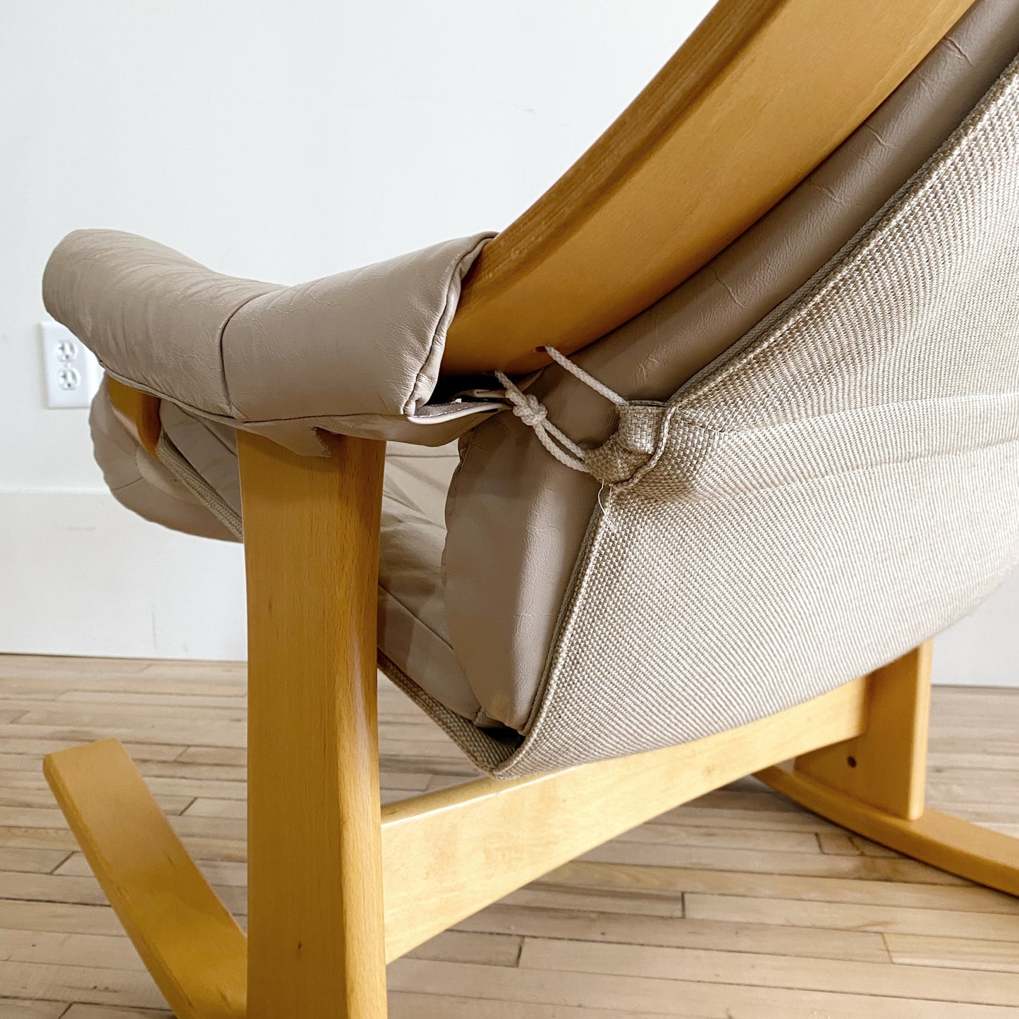 Vintage Scandinavian Leather Rocking Chair