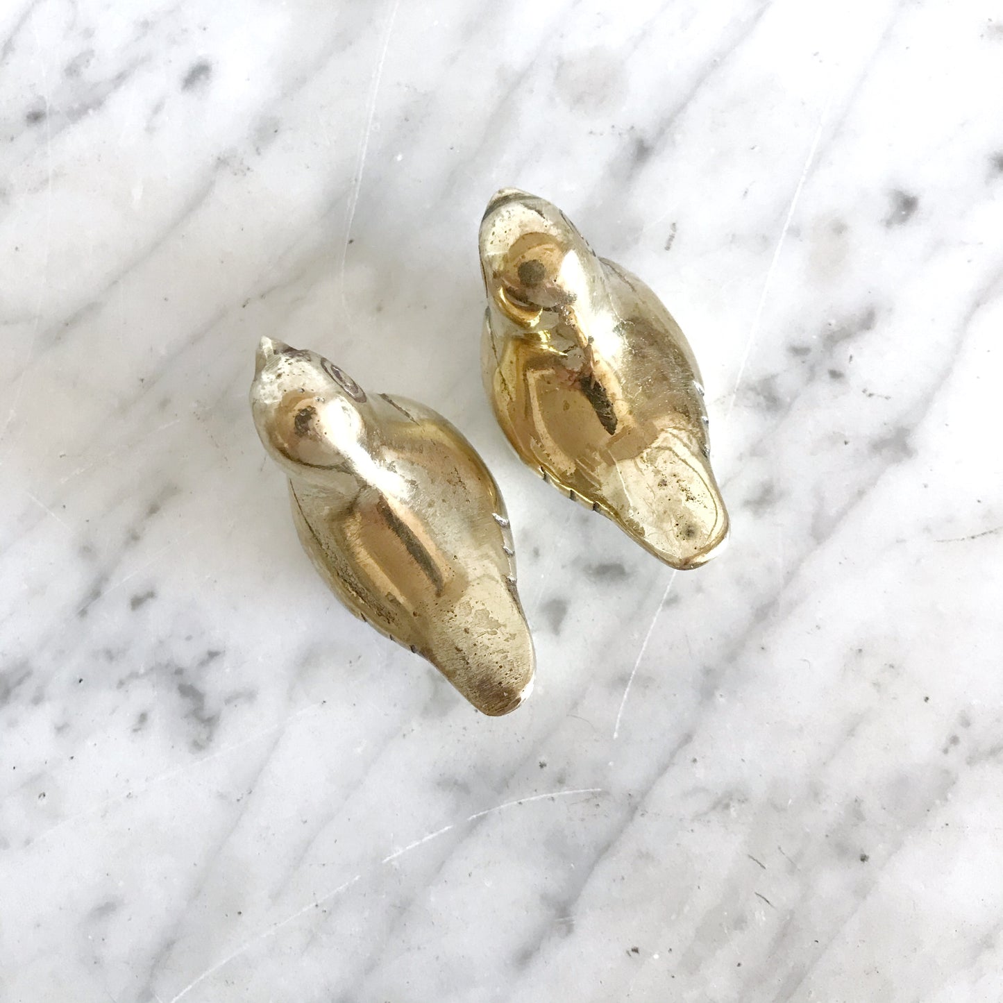 Pair of Vintage Brass Love Birds