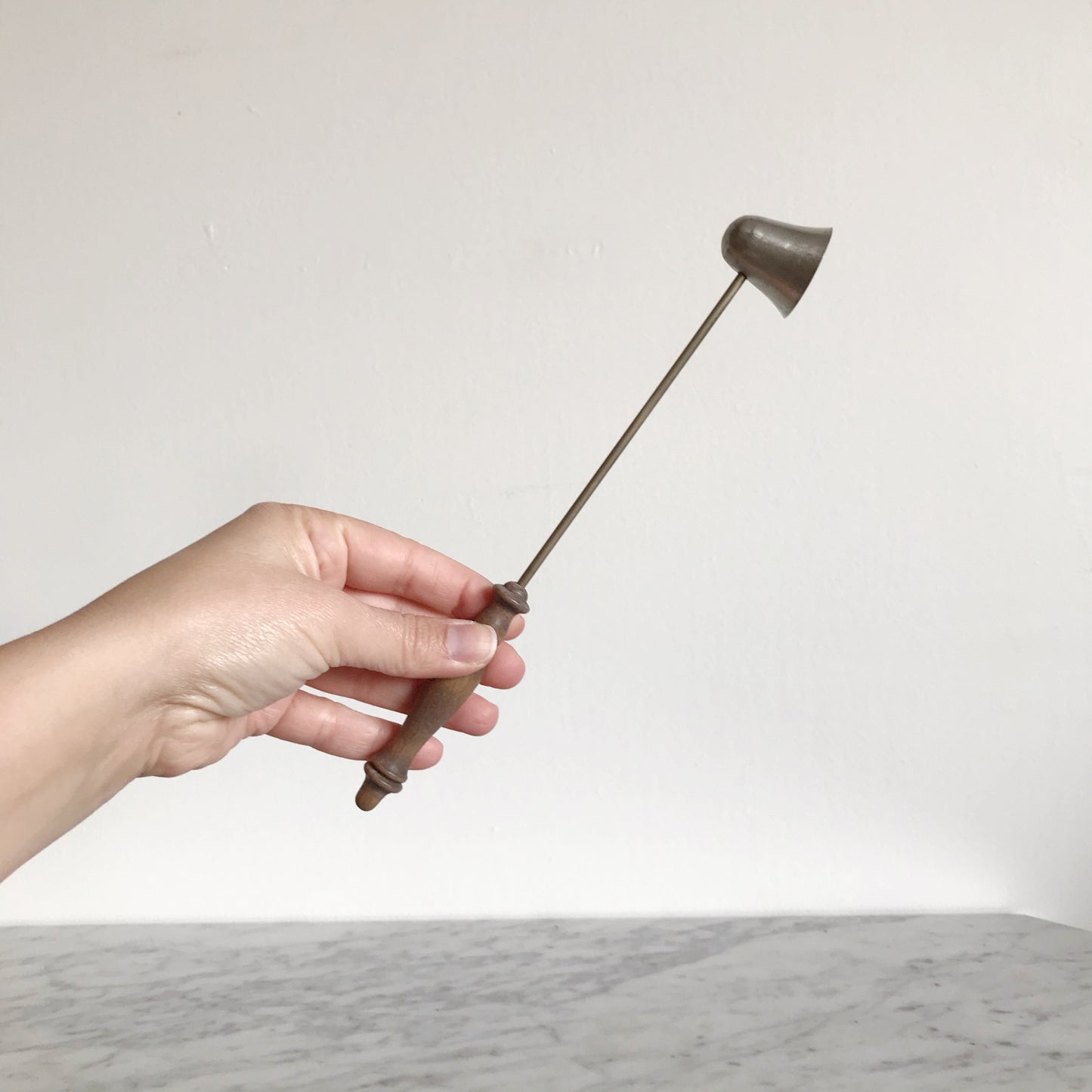 Vintage Silver & Wood Candle Snuffer
