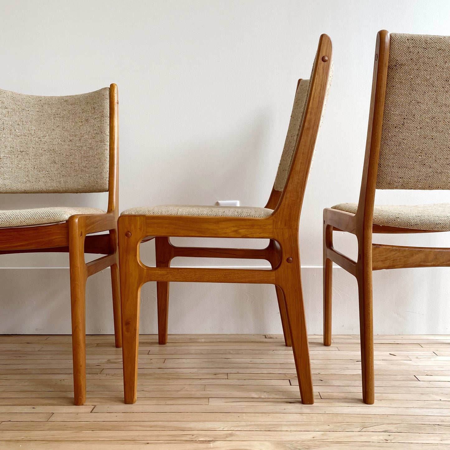 Set of 4 Vintage Upholstered Teak Dining Chairs