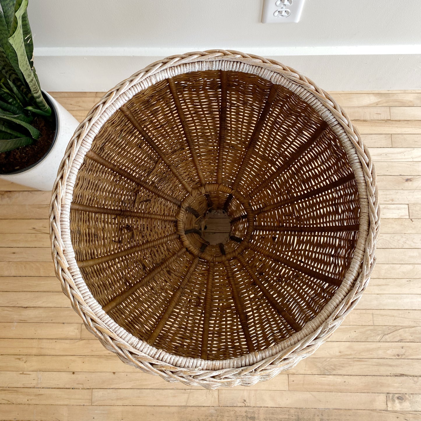 XL Vintage Sculptural Wicker Planter
