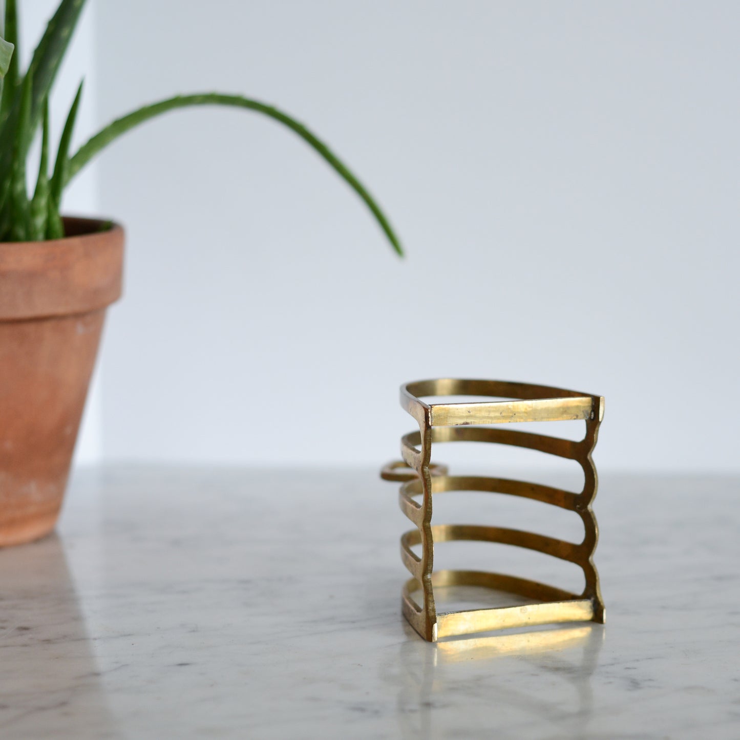 Vintage Brass Letter Holder, Spade Handle
