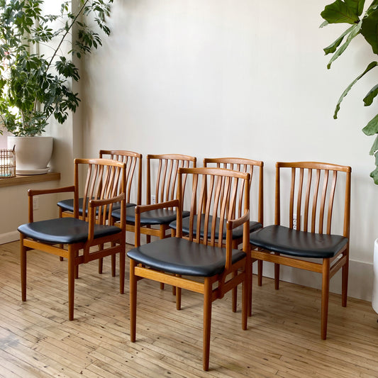 S/6 Vintage Danish Teak Dining Chairs