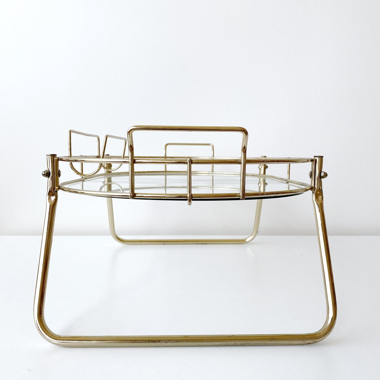 Vintage Brass + Glass Breakfast / Serving Tray