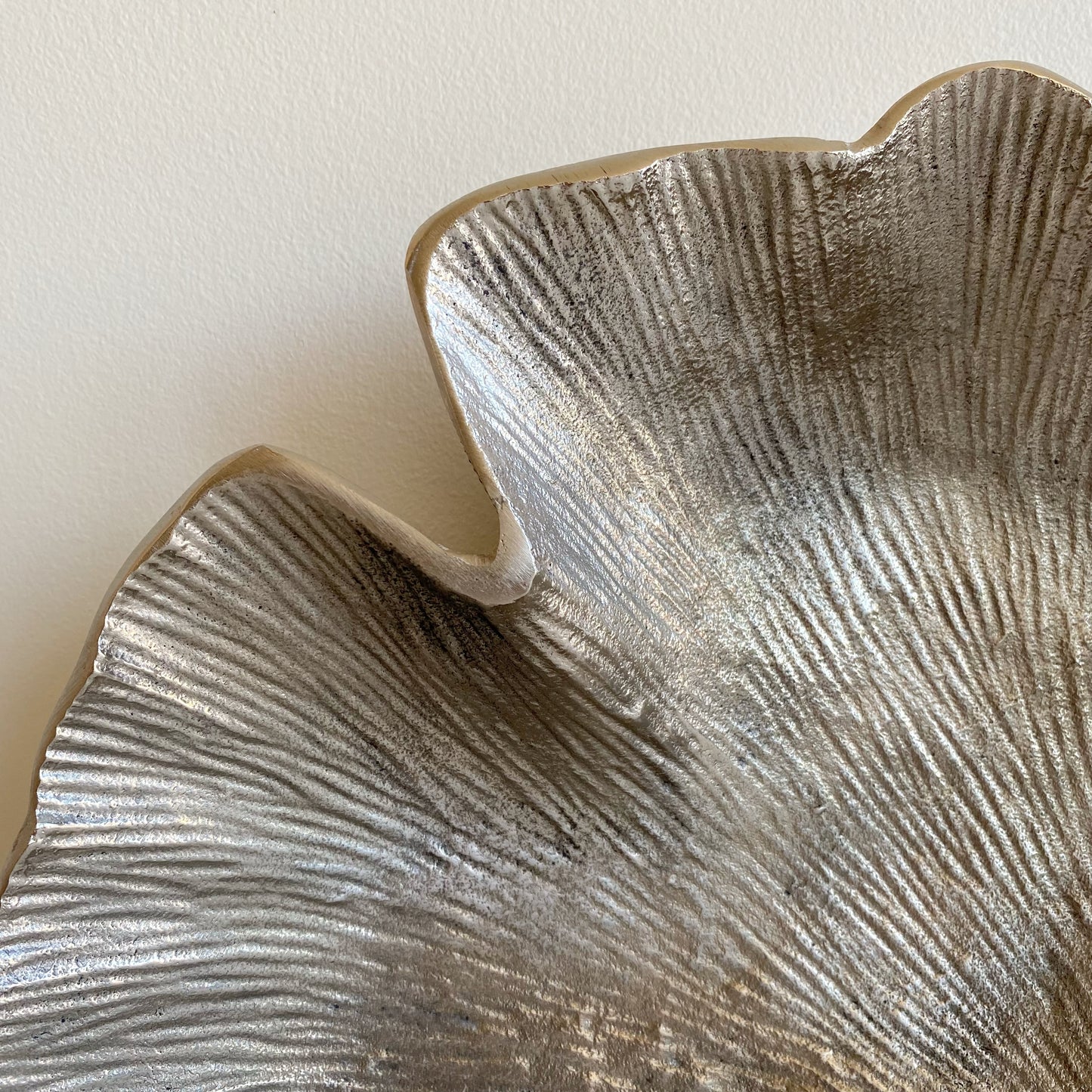 Oversized Metal Ginkgo Leaf Bowl