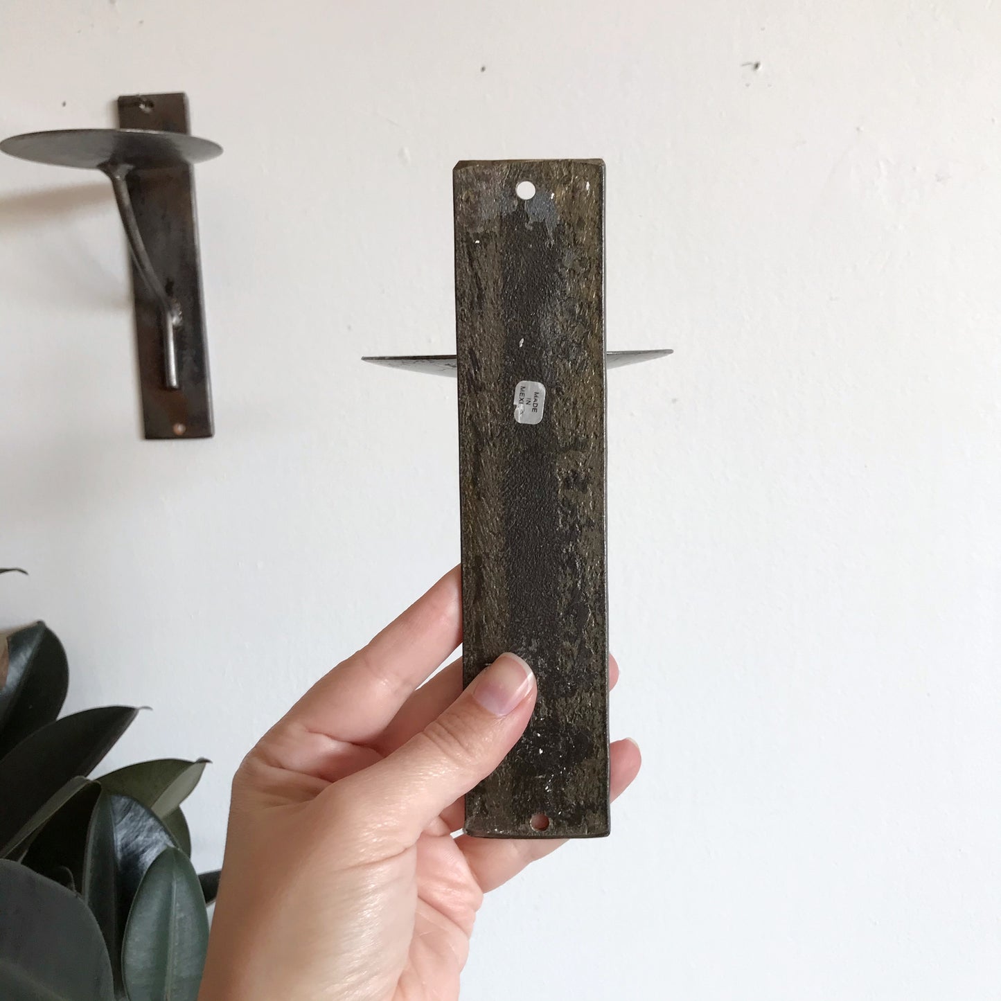 Pair of Vintage Metal Candle Sconces, Mexico