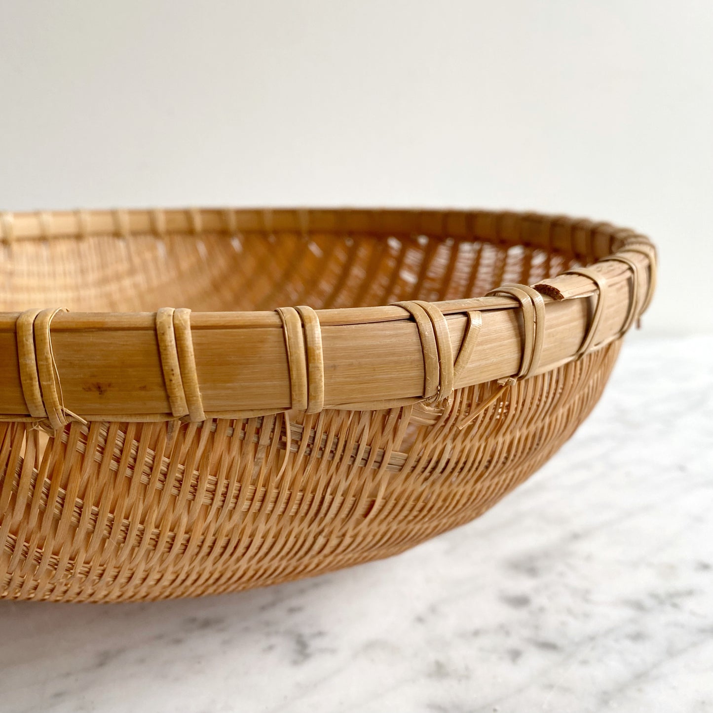 Vintage Natural Woven Winnowing Basket, 14”