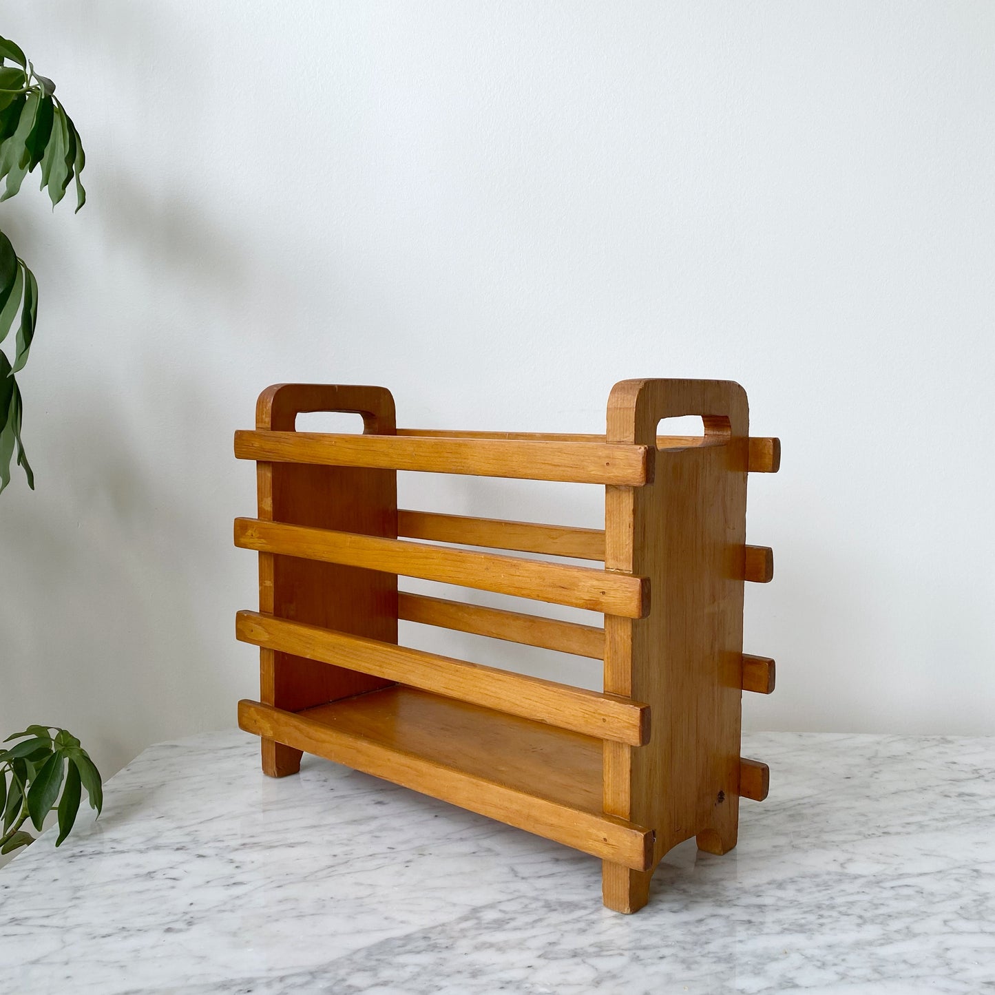 Vintage Handcrafted Wooden Magazine Holder