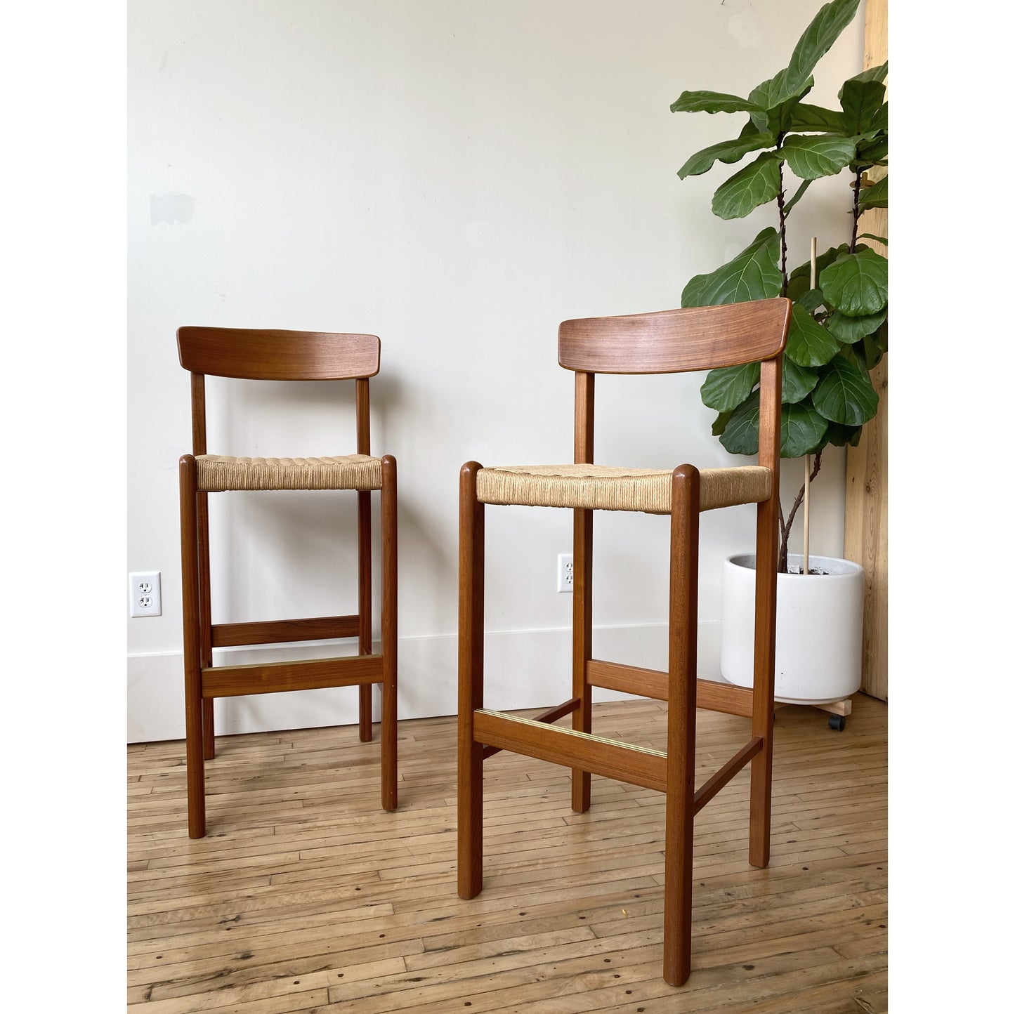 Pair of Vintage MCM Teak Barstools