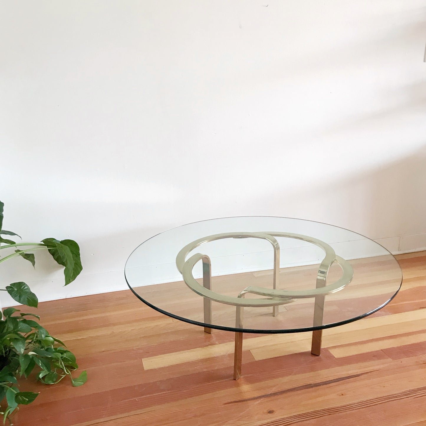 Vintage Glass and Brass Knot Coffee Table