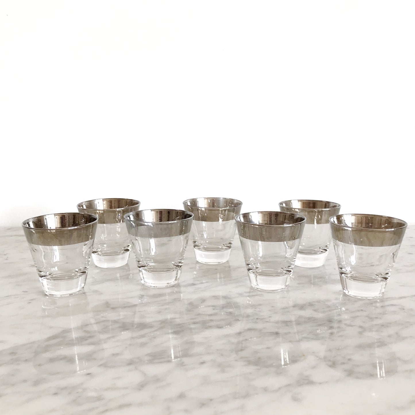 Set of 7 Vintage Silver Ombré Shot Glasses