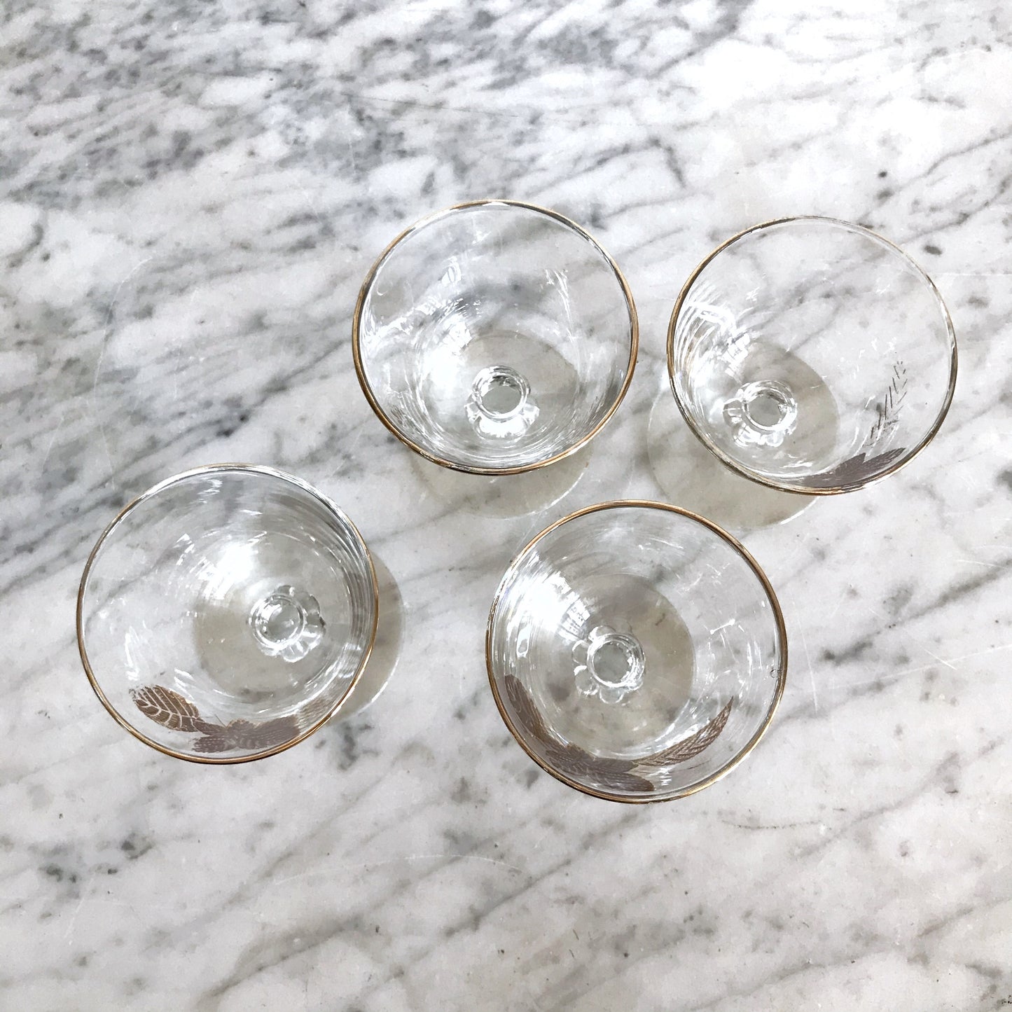 Set of 4 Vintage Gold Leaf Glasses