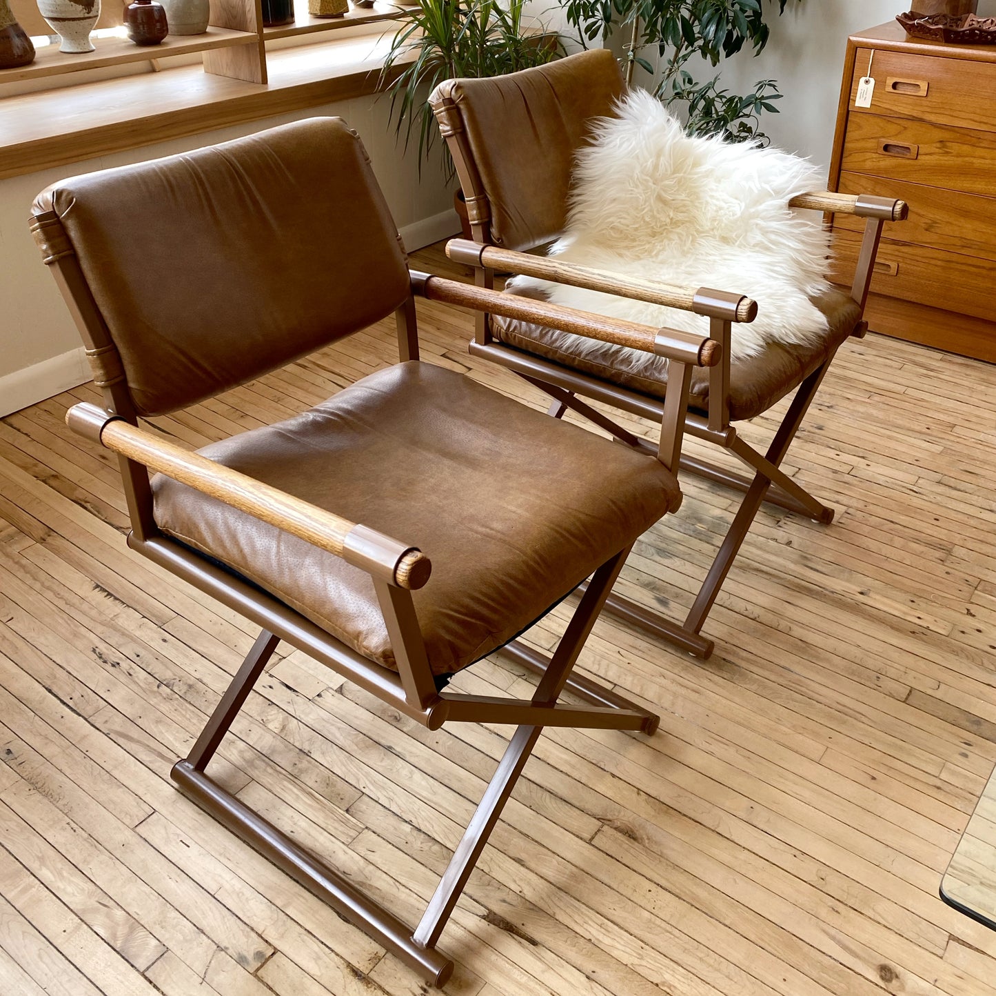 Vintage Faux-Leather Armchairs, Circa 1982