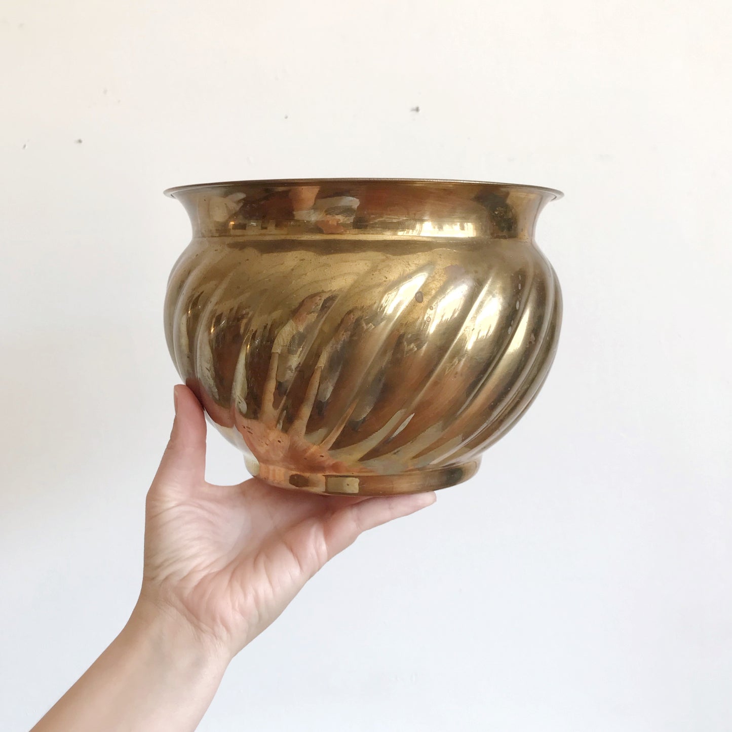 Medium Vintage Brass Planter, India
