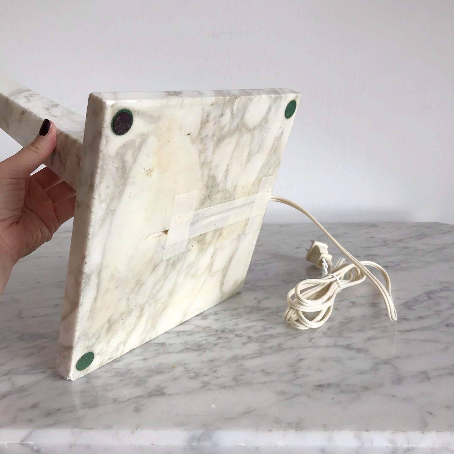 Mid-Century Solid Marble Obelisk Lamp