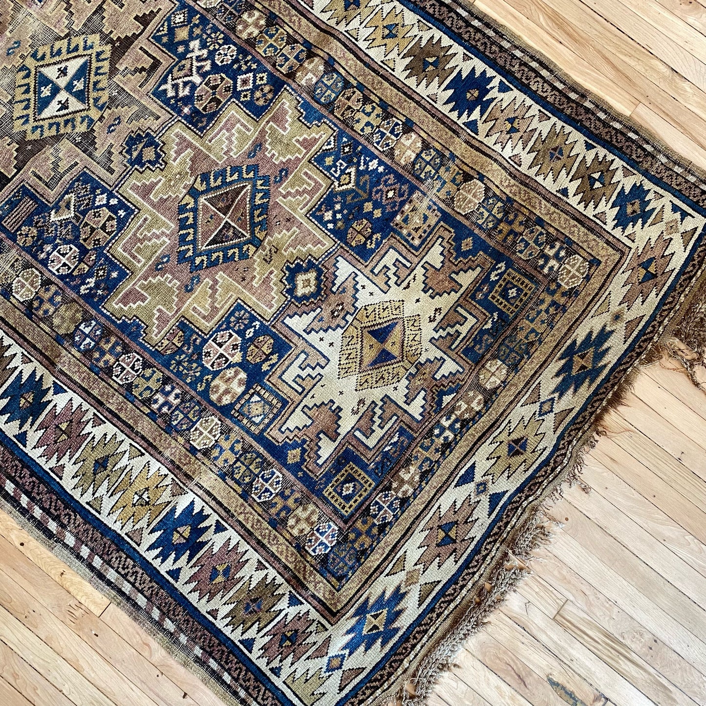 "CARRINGTON" Antique Hand-knotted Wool Runner Rug (8’6” x 3’8”)