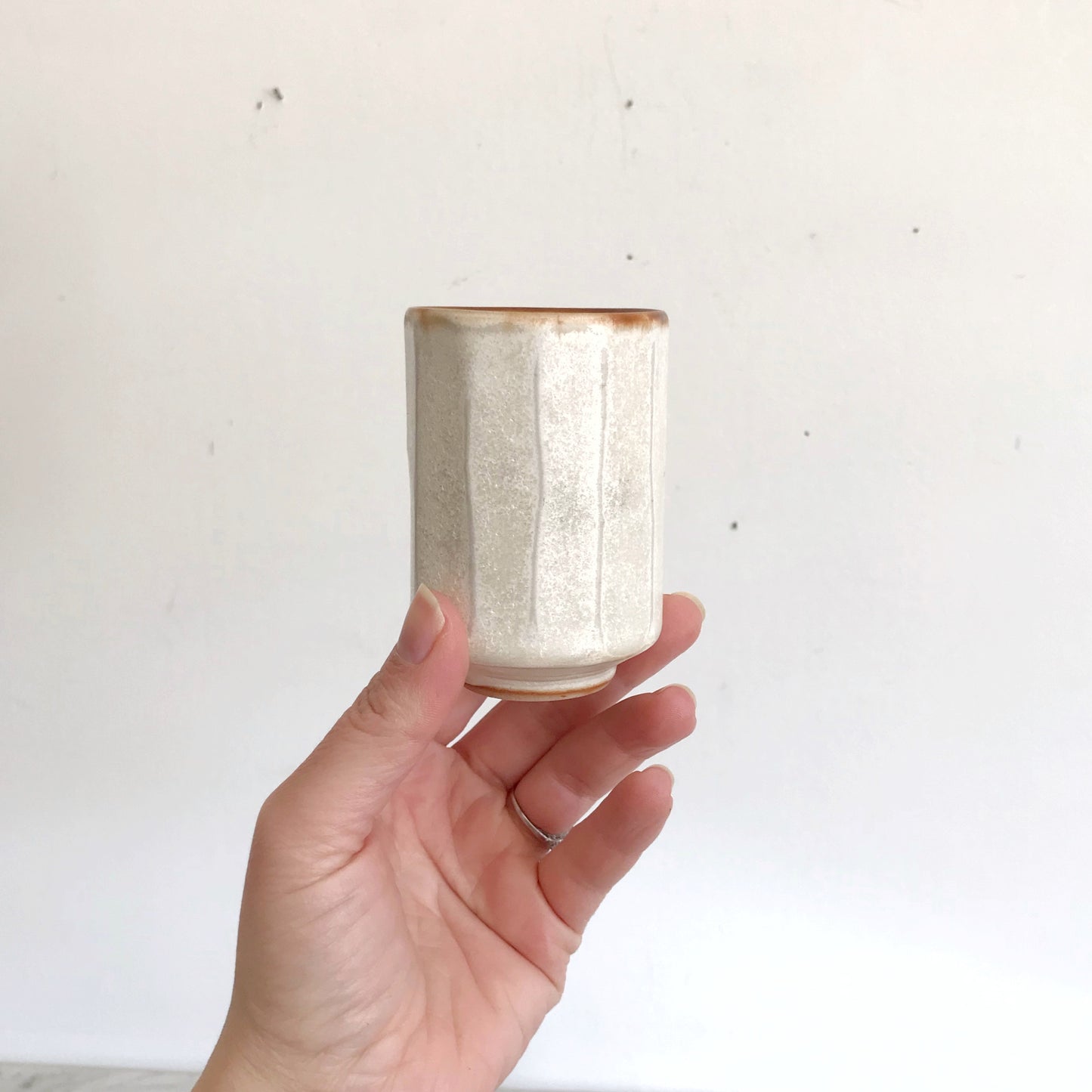 Set of 3 Vintage Faceted Ceramic Cups