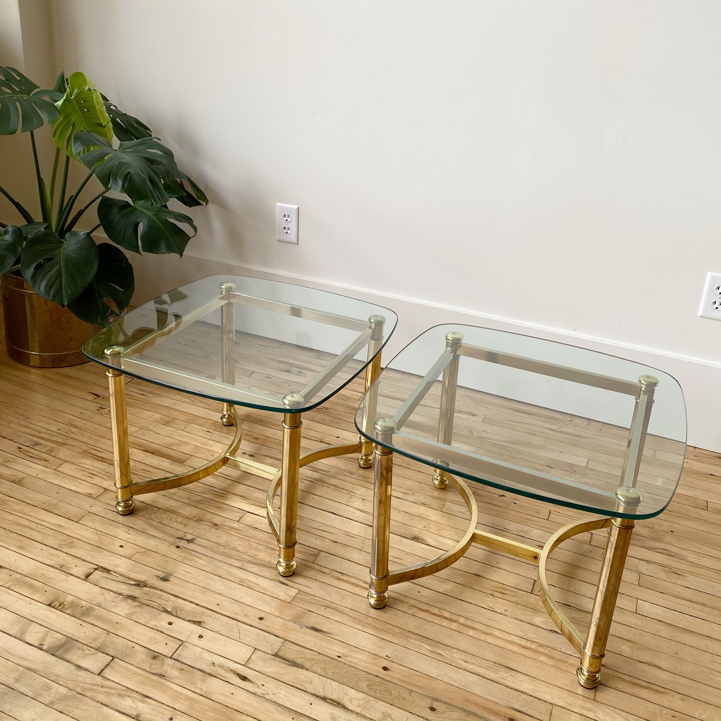 Vintage Brassy Glass Tables