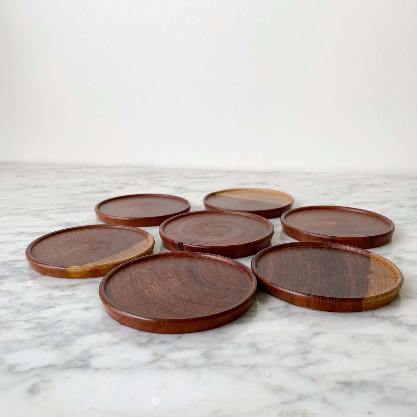 Set of 7 Vintage Wooden Coasters
