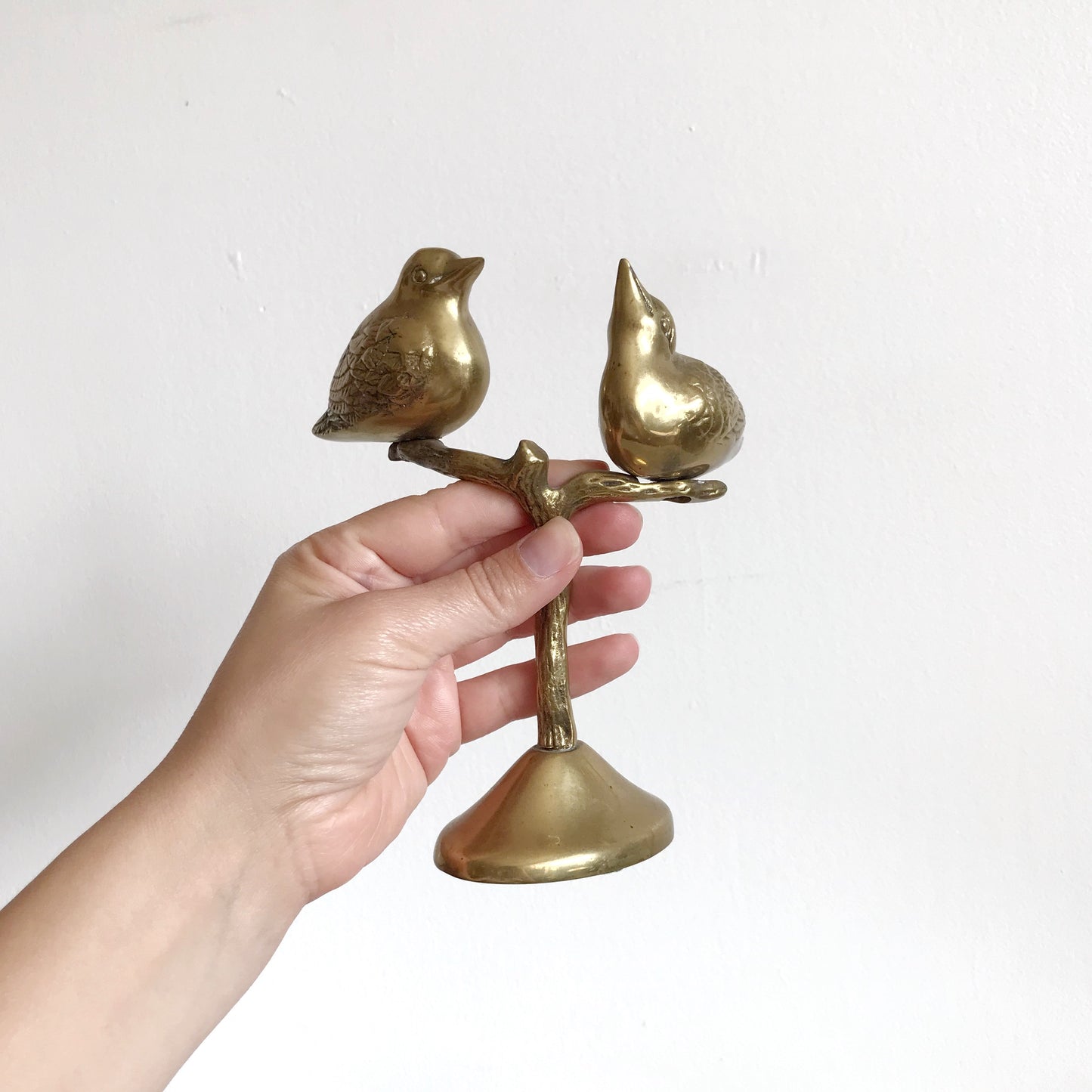 Vintage Brass Lovebirds in Tree