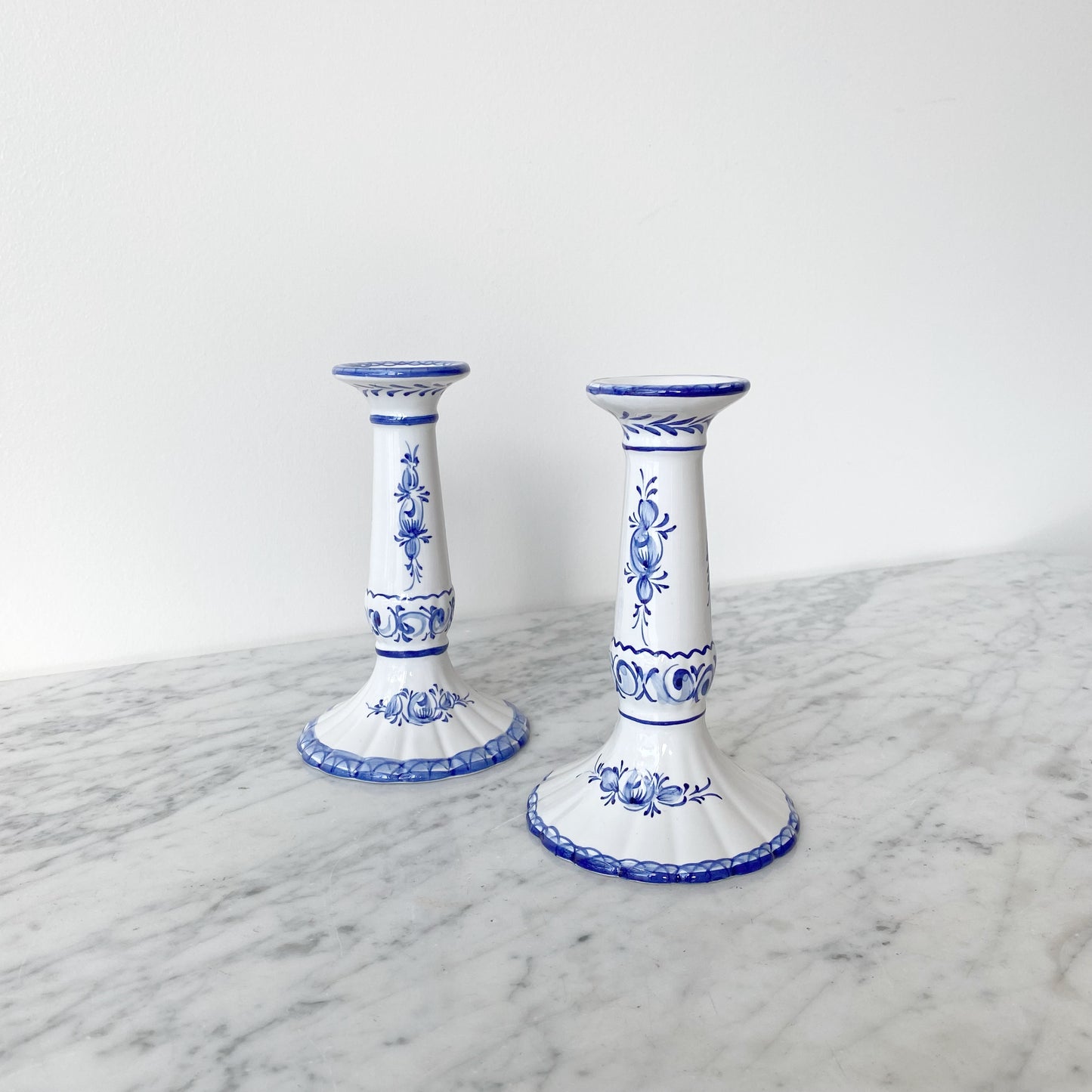 Pair of Hand-painted Candlestick Holders, Portugal