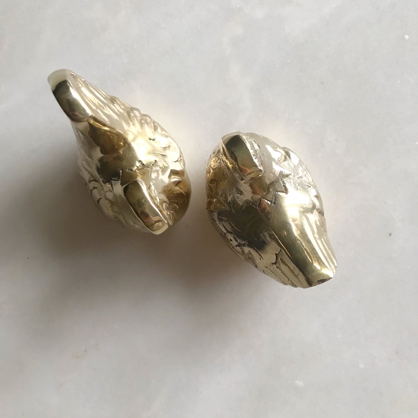 Vintage Polished Brass Hen + Rooster Pair