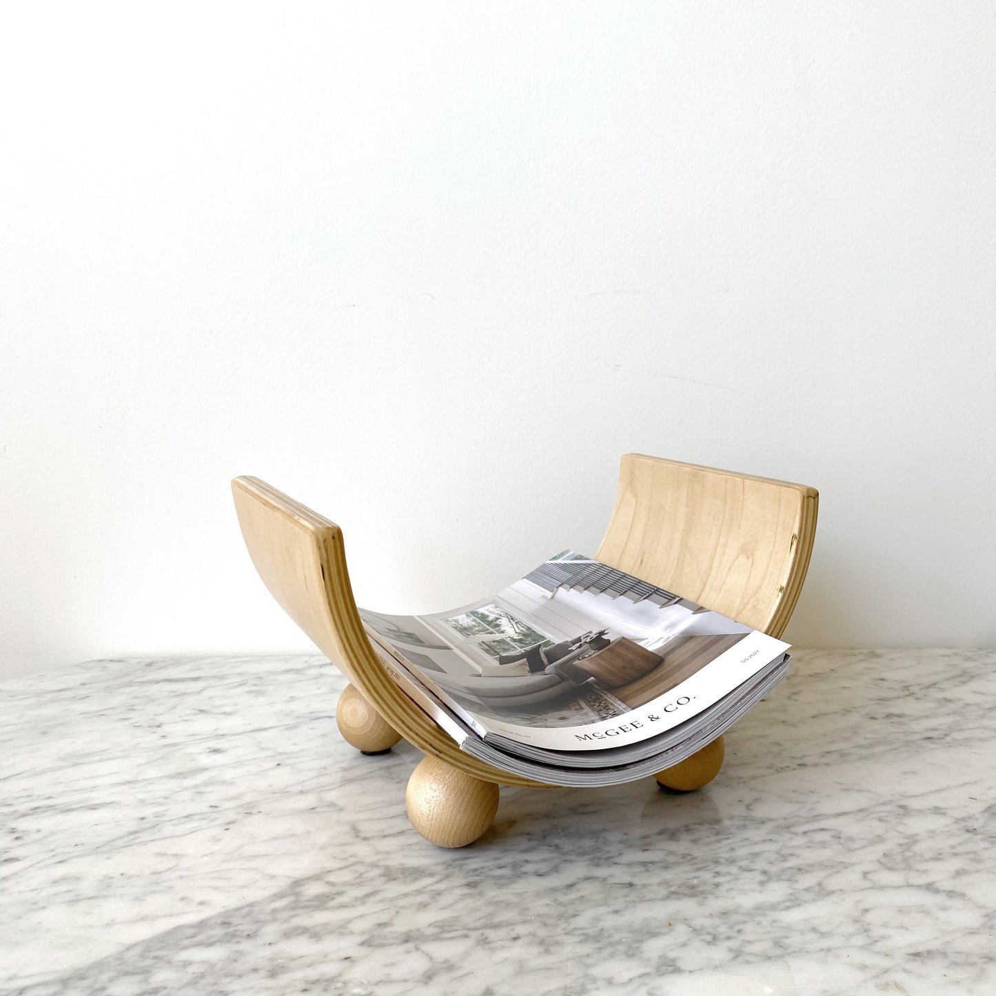 Found Birch Bent-Ply Magazine Holder