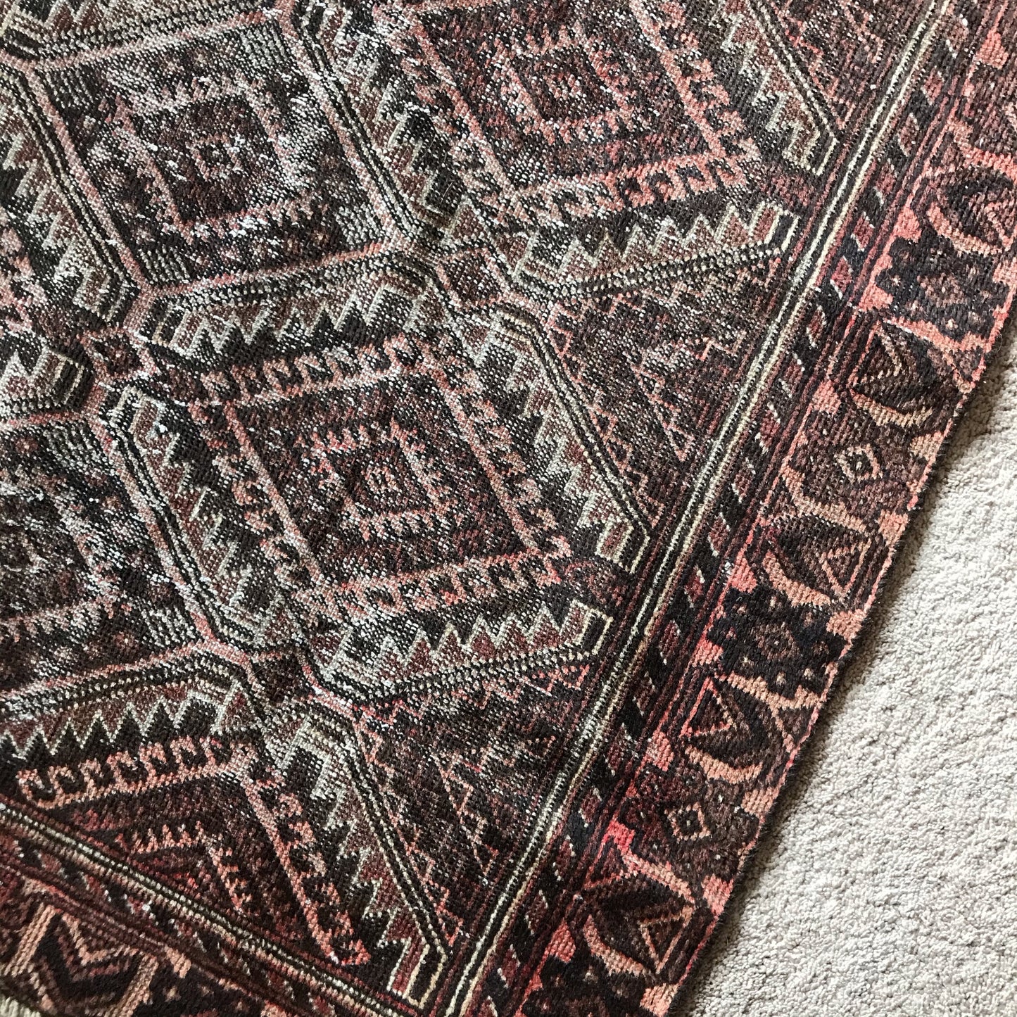 Vintage Persian Rug with Diamond Pattern (3.4 x 6)