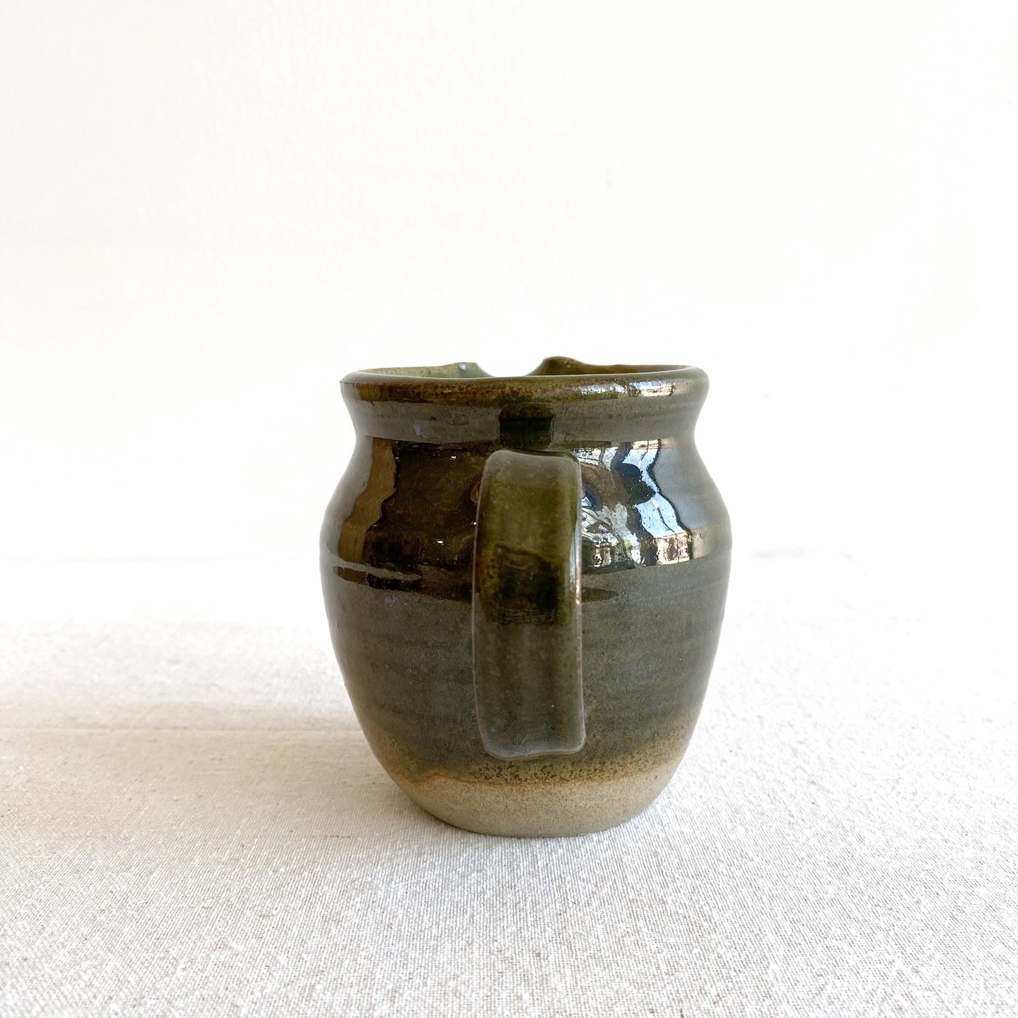Vintage Green Pottery/Creamer with Handle