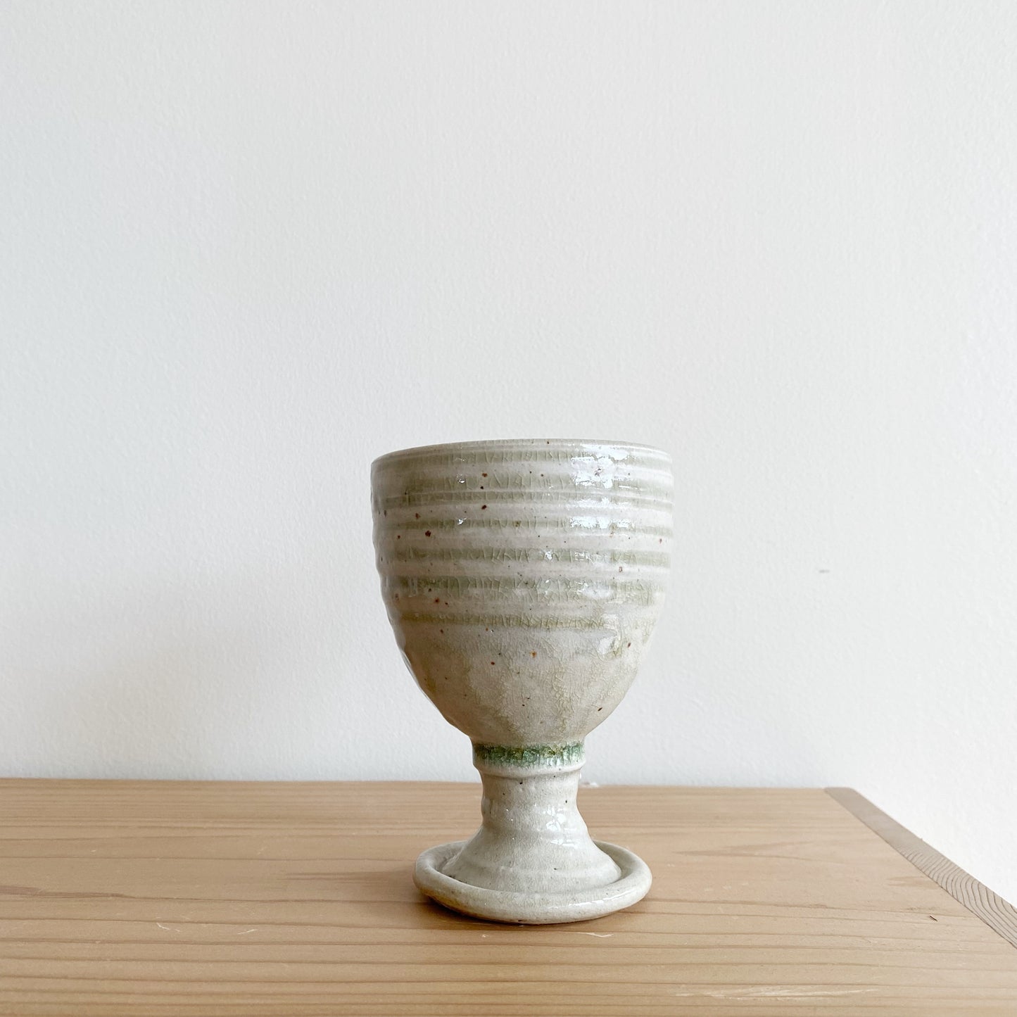 Petite Vintage Pottery Goblet, Soft Green