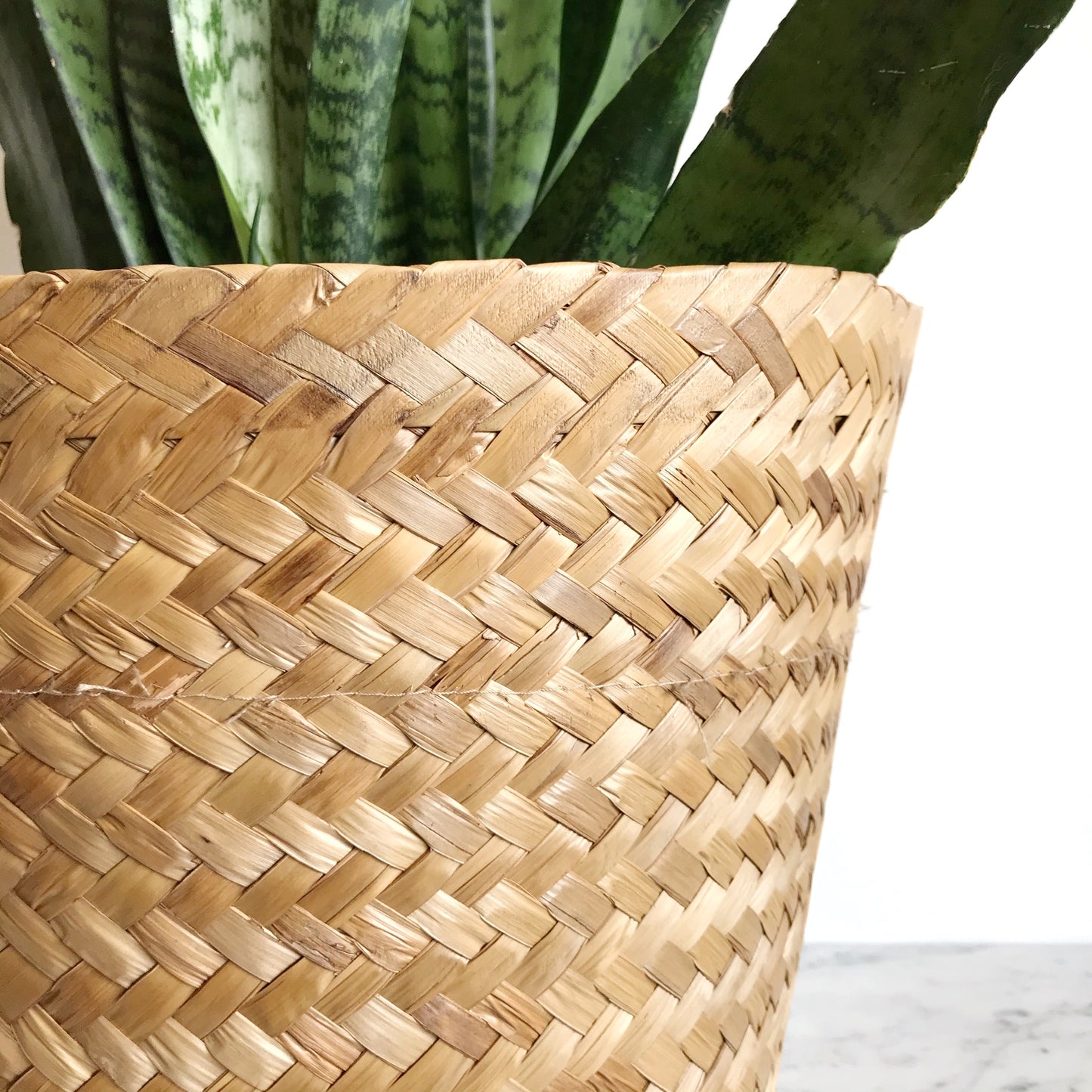 Large Vintage Woven Grass Planter Basket