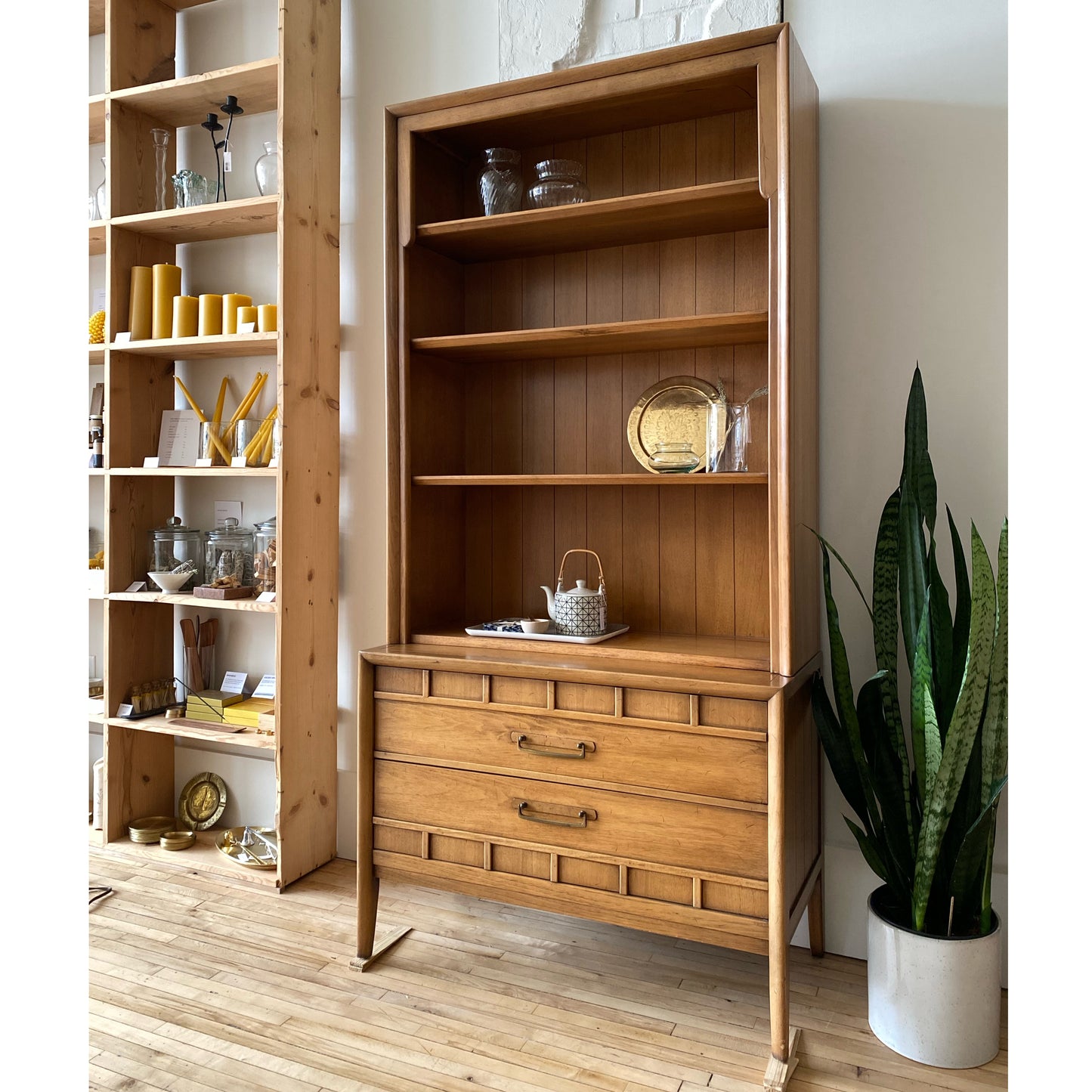 Vintage Mid-Century Two-Piece Hutch, Drexel
