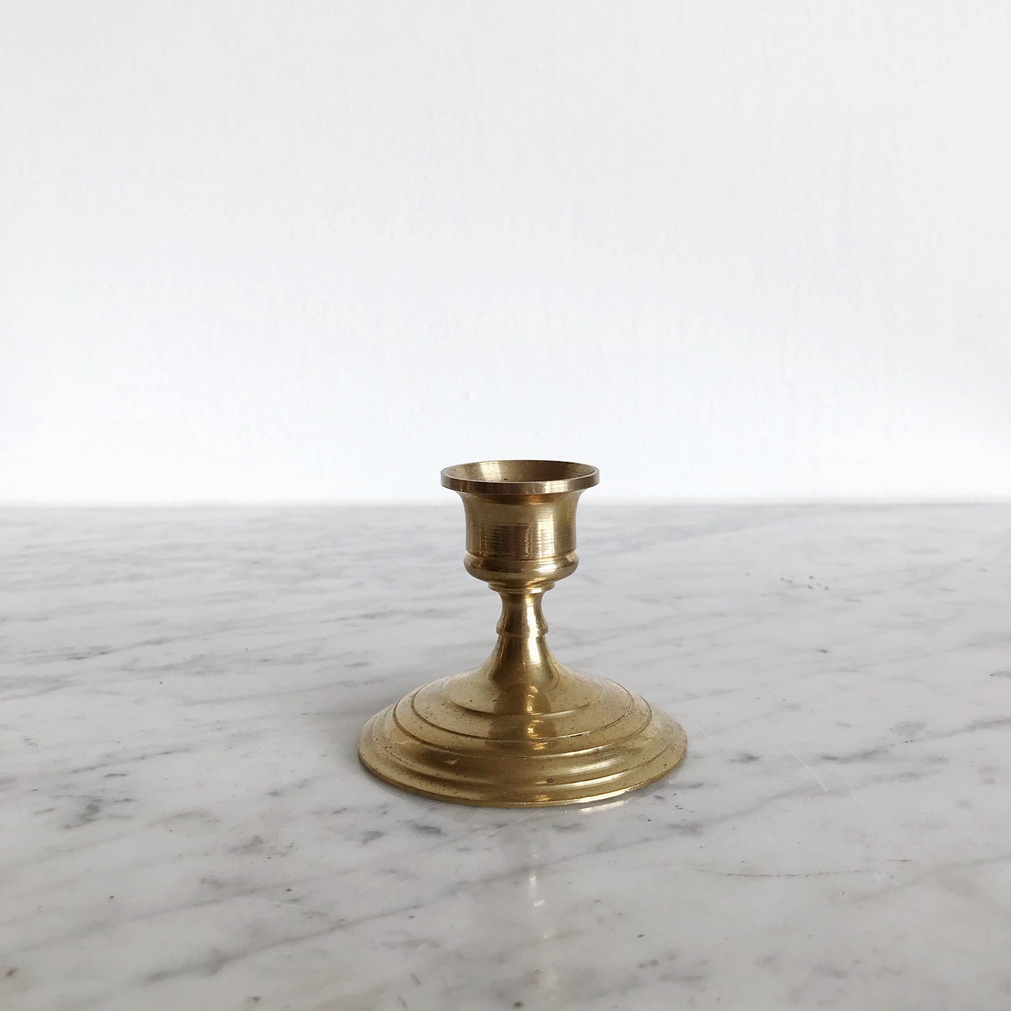 Short Vintage Brass Candle Holder