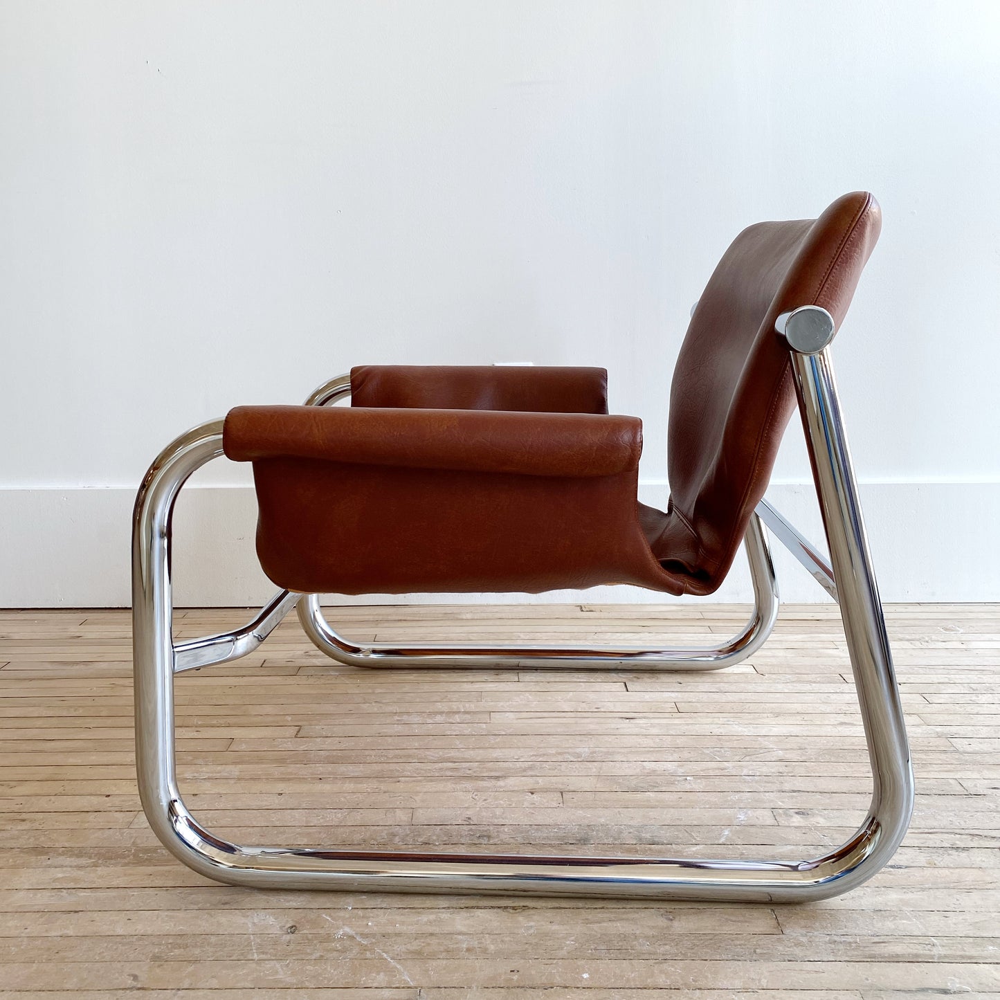 MCM Chrome + Vegan Leather Alpha Chair, by Maurice Burke