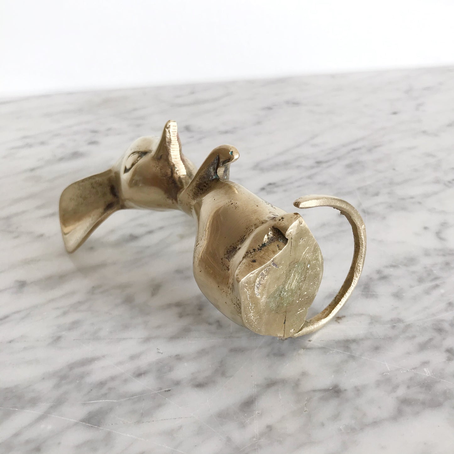 Vintage Brass Mouse, 5.25”