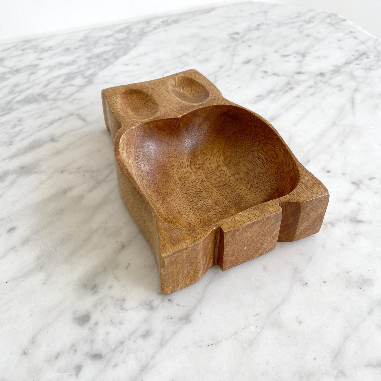 Carved Wood Owl Dish