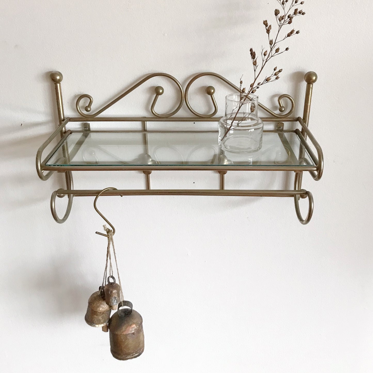 Vintage Gold and Glass Shelf